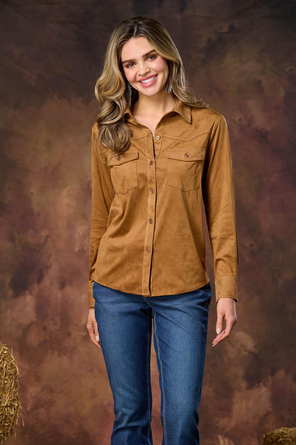 Cato Fashions | Cato Rodeo Suede Button Down Shirt