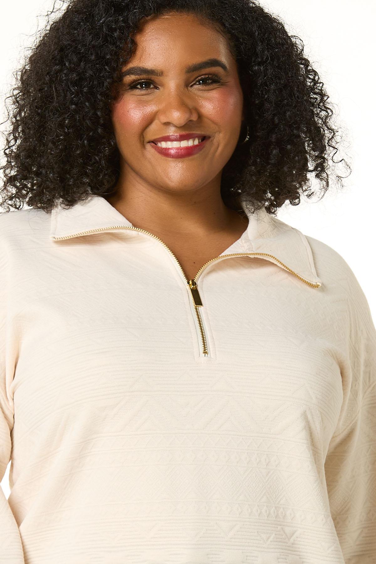 トップス WIRED Cato Fashions | Cato Plus Size Textured Zip Neck Top