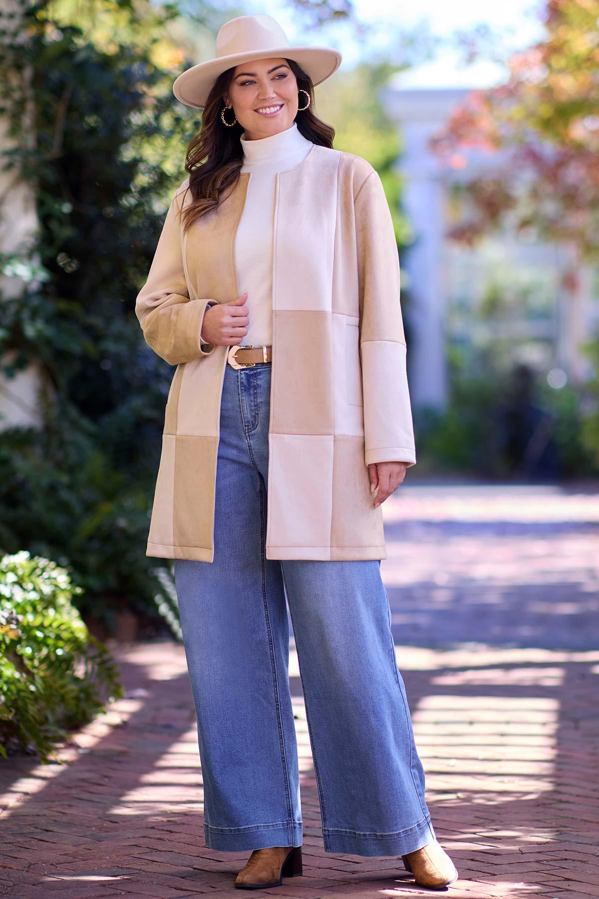 Cato Fashions | Cato Plus Size Colorblock Faux Suede Topper