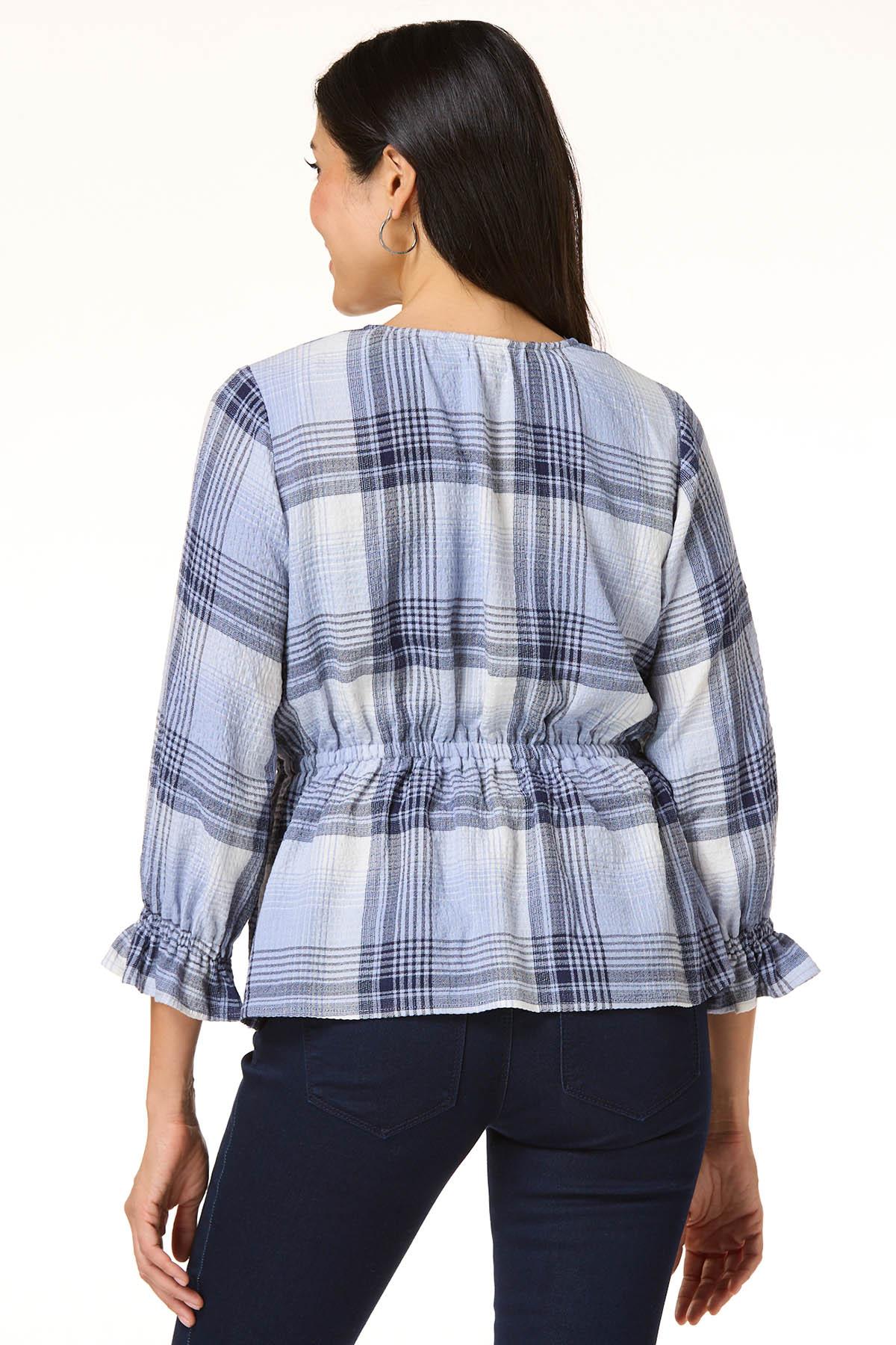 Cato Fashions | Cato Checkered Double-Tie Front Top