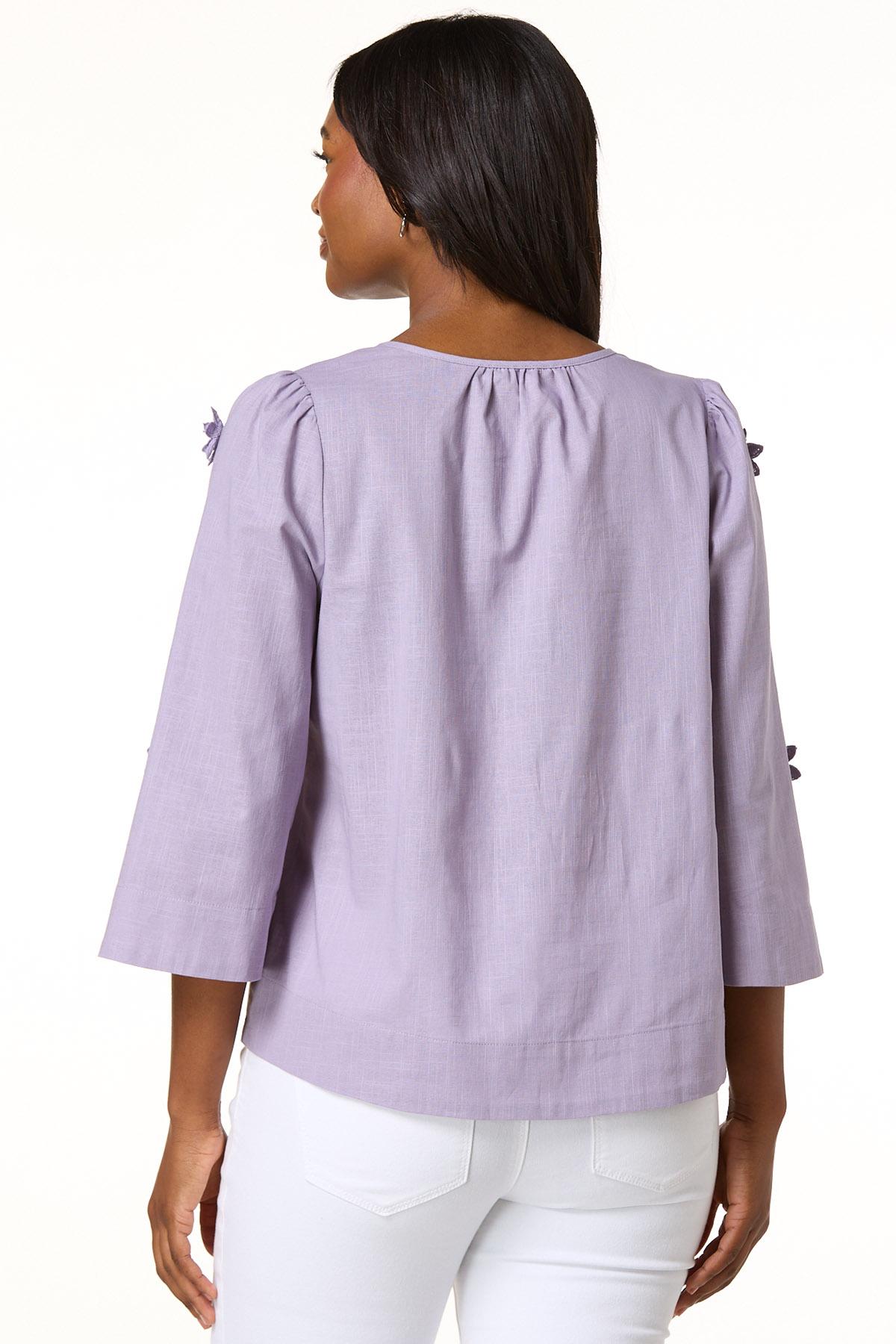 Cato Fashions | Cato Solid 3d Floral Linen Top