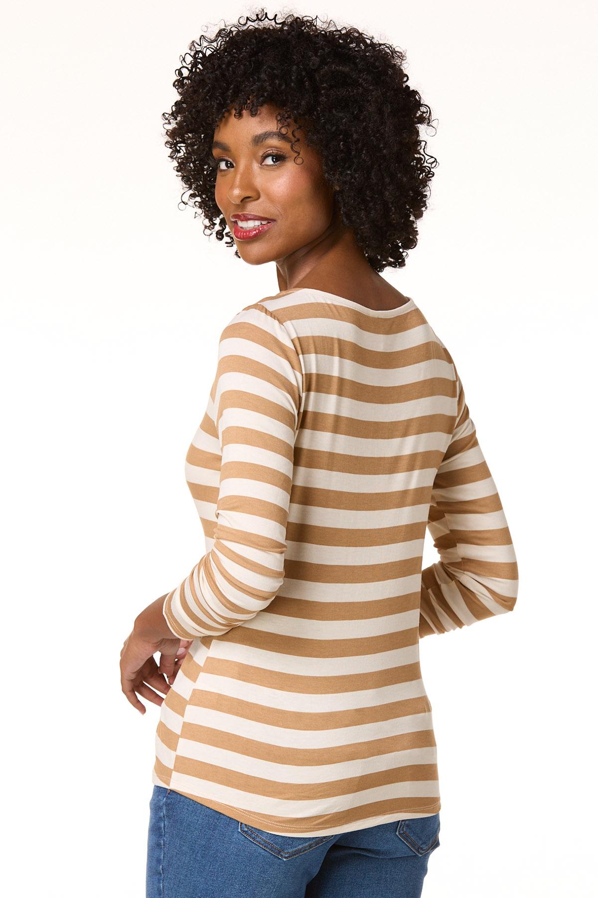 新品　BRIEFING MARINE STRIPE HIGHNECK RF Cato Fashions | Cato Stripe Boatneck Top