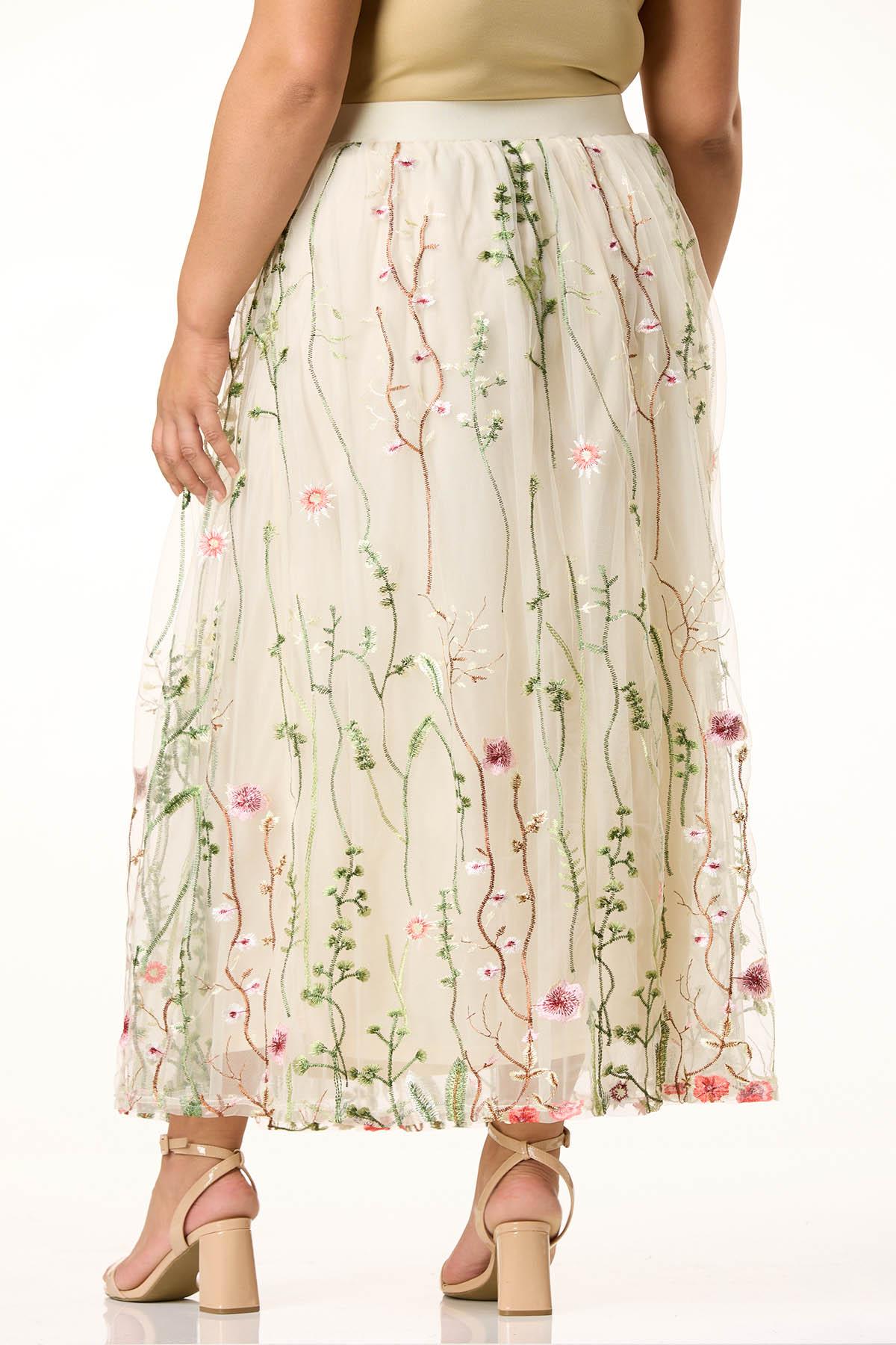 Cato Fashions | Cato Plus Size Floral Embroidered Mesh Maxi Skirt