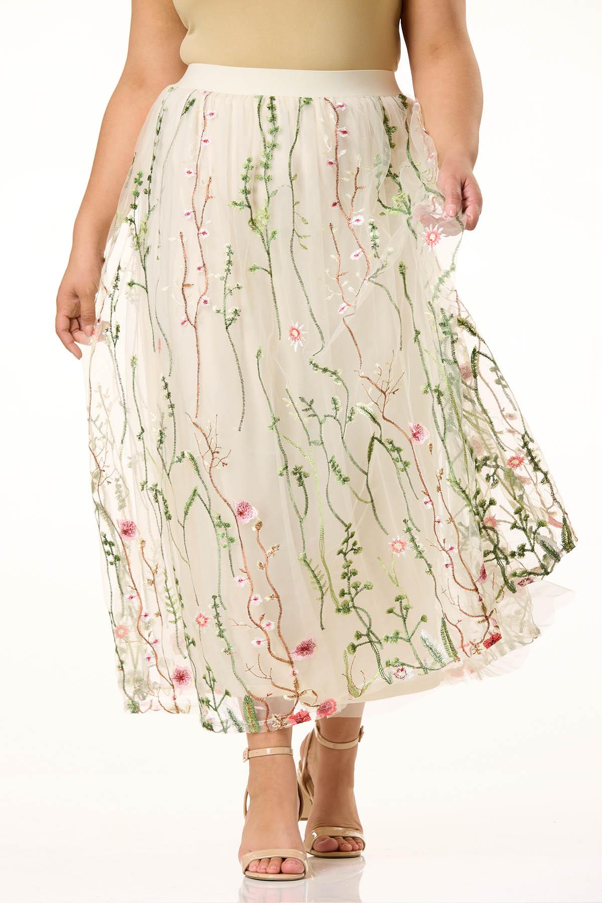 Cato Fashions | Cato Plus Size Floral Embroidered Mesh Maxi Skirt