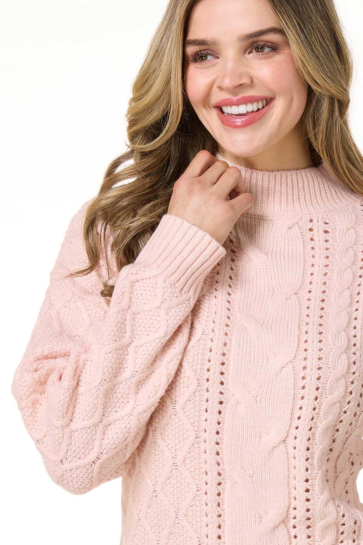 Cato Fashions | Cato Peachy Mock Neck Cable Knit Sweater