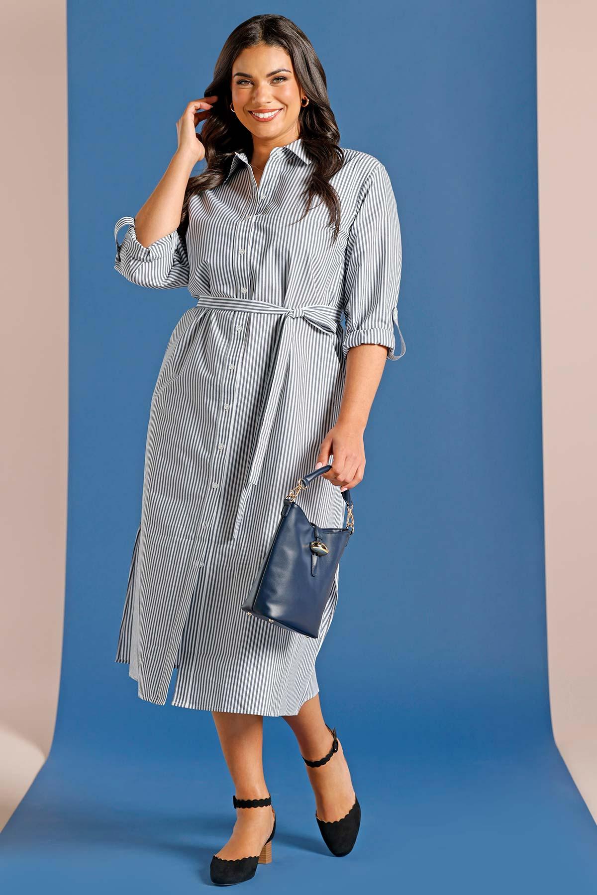 Cato Fashions | Cato Plus Size Classic Stripe Poplin Shirt Dress