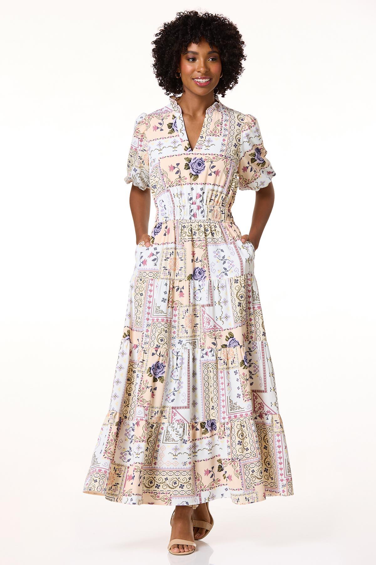 chinese dress ladies Floral Maxi Dress Women Patchwork Floral Flowy Maxi Dress Y2k Spaghetti  Strap V Neck Beach Dresses (Blue,Small) at Amazon Women's Clothing store