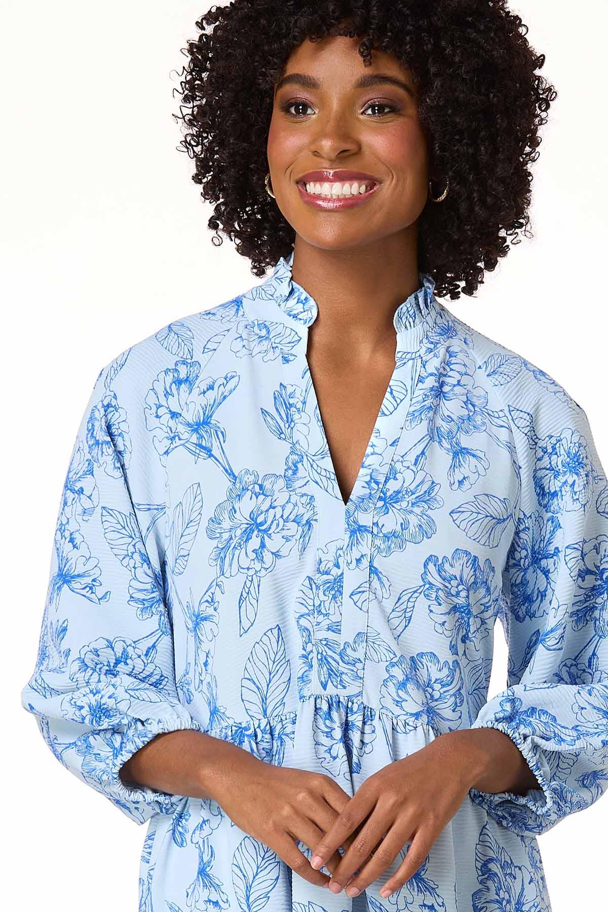 women's flowy floral dress Philomena Maxi Dress Natural/Blue / S