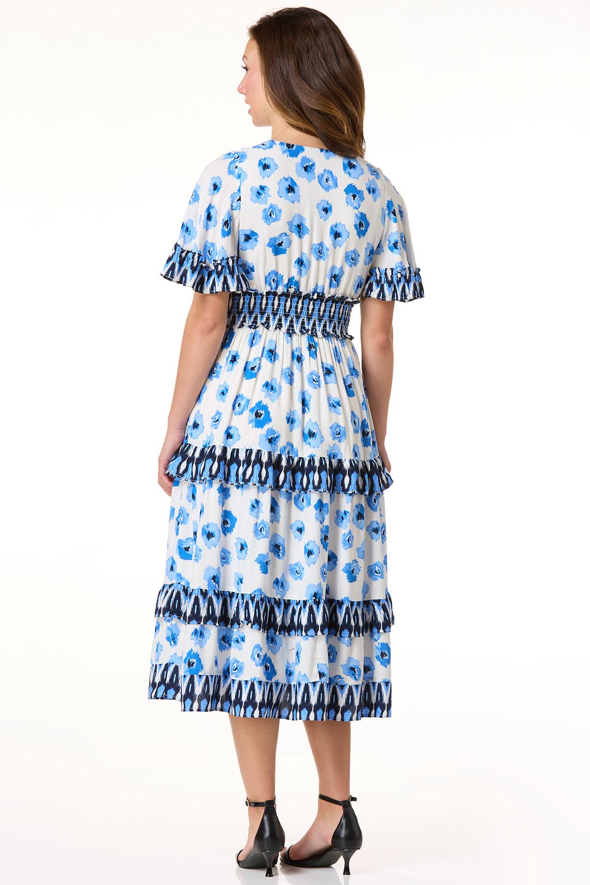 Cato Fashions | Cato Blue Floral Smocked Waist Dress Cato Fashions | Cato Blue Floral Smocked Waist Dress