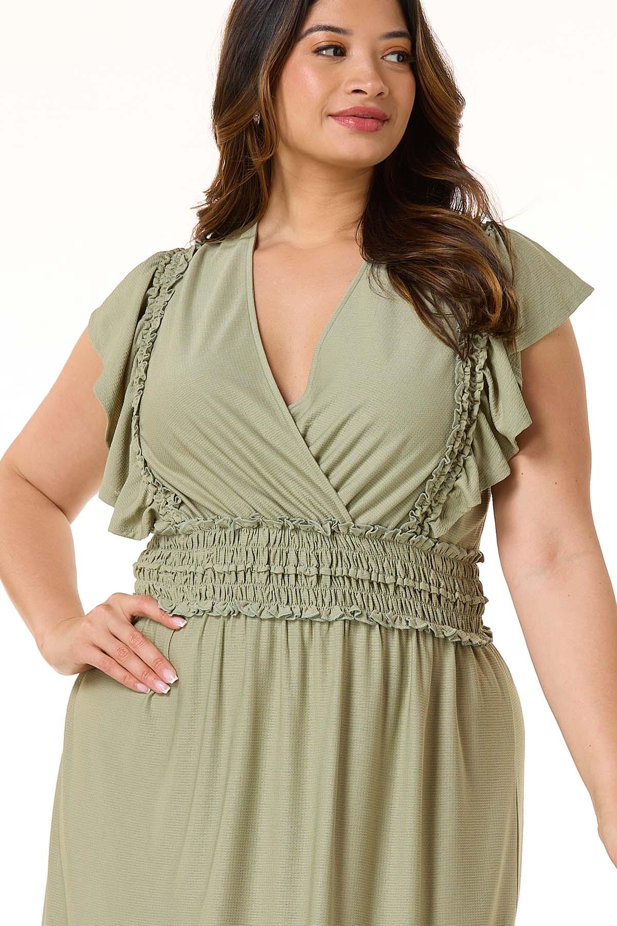 ice formal dresses Plus Size Burgundy Off-The-Shoulder Tiered Ruffle Sleeve Ruched Back F –  phoehua main image 0