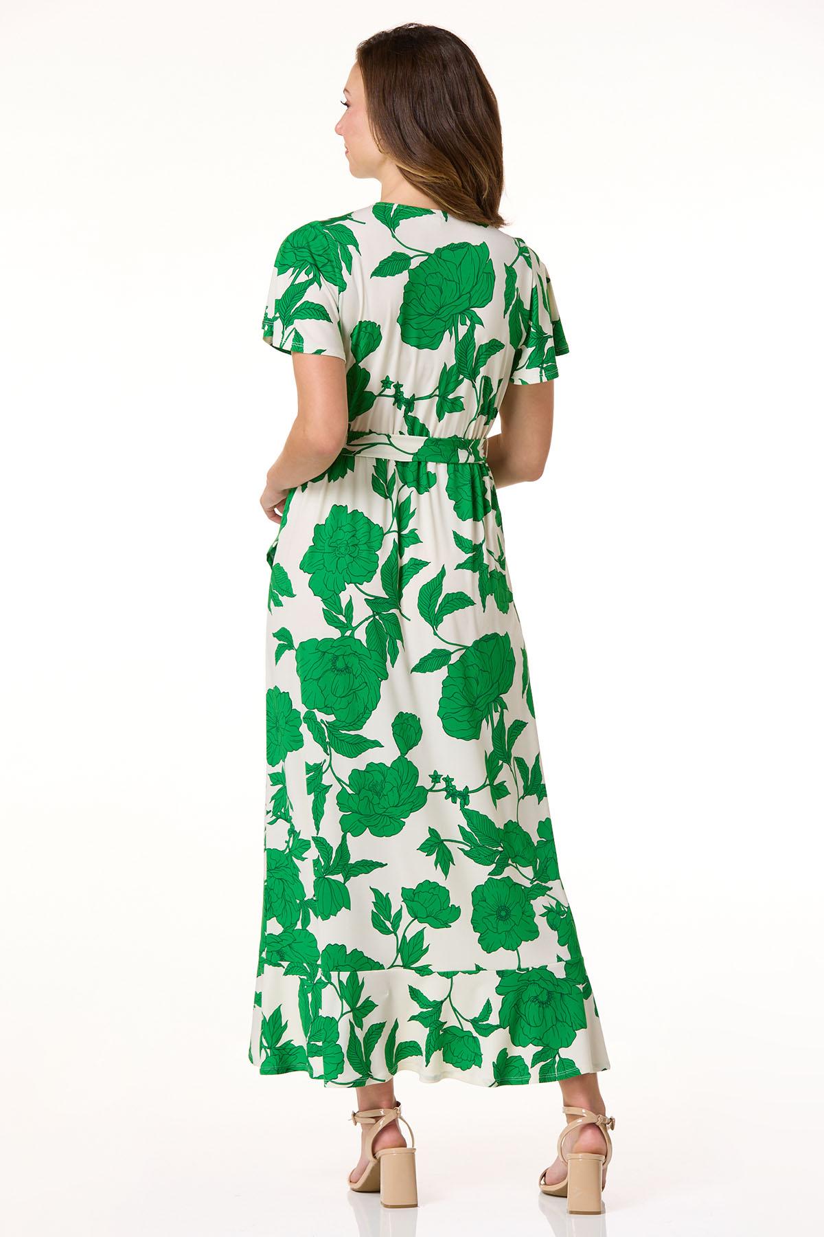 floral emerald green dress Emerald Glitter Floral Prom Gown – Unique Vintage main image 1