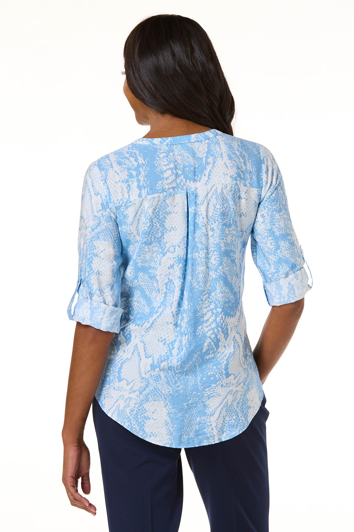 Cato Fashions | Cato Blue White Snake Print Zip Front Top