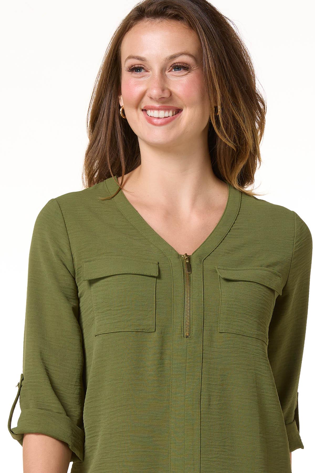 Cato Fashions | Cato Solid Airflow Zip Front Top