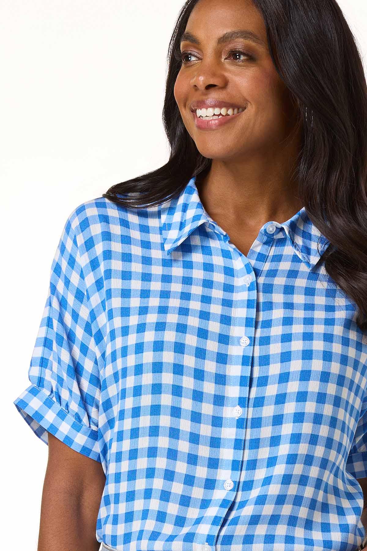 Cato Fashions | Cato Oversized Blue Gingham Shirt
