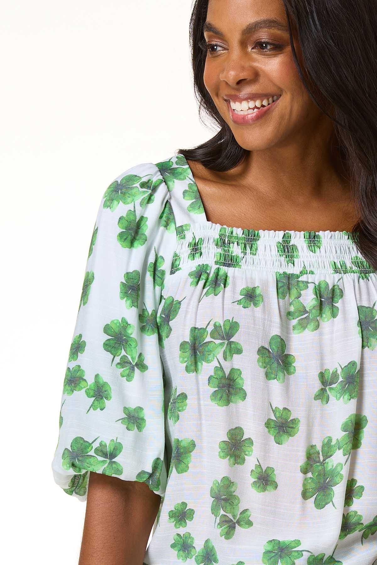 Cato Fashions | Cato Shamrock Floral Print Square Neck Poet Top