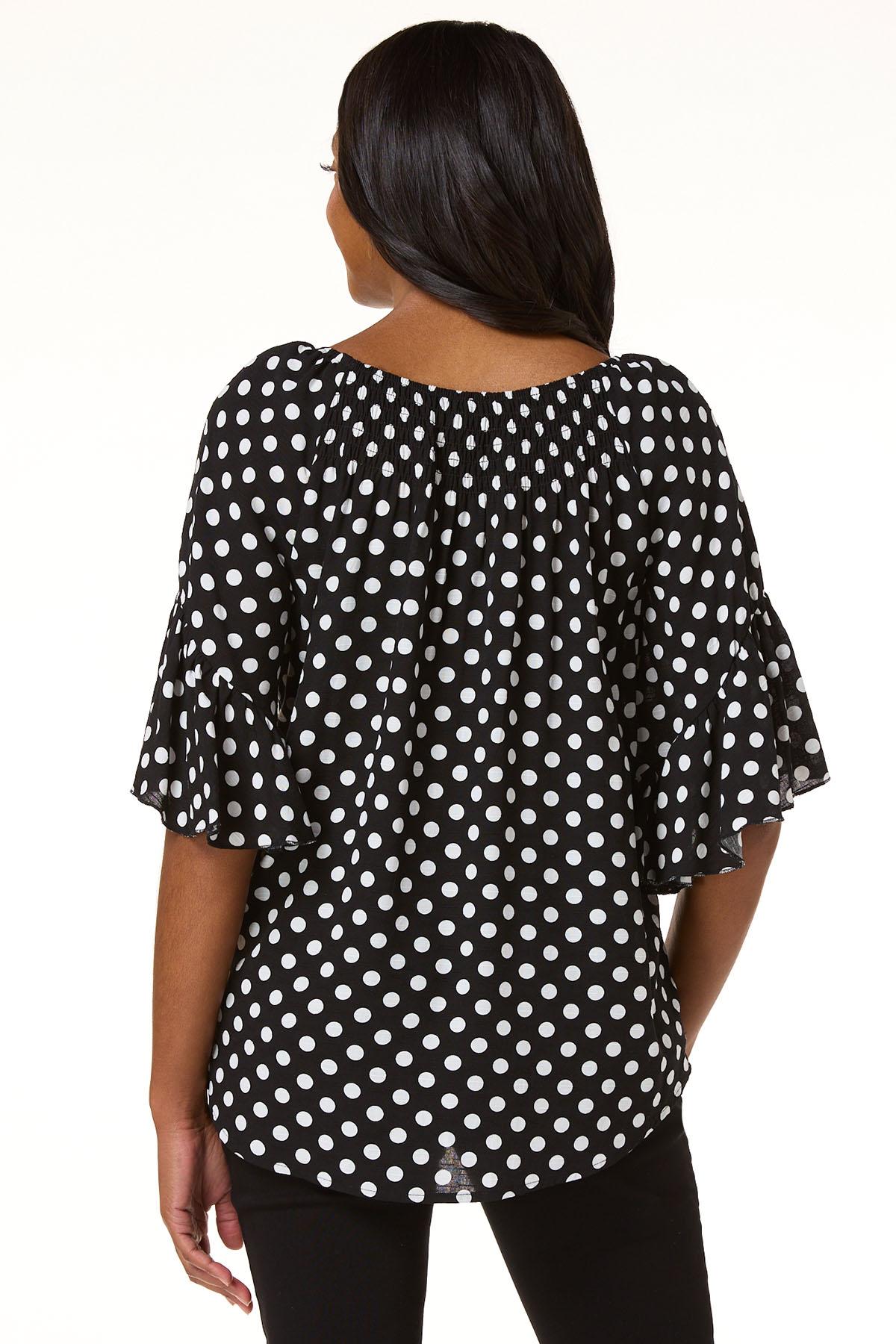 Cato Fashions | Cato Ruffled Polka Dot Poet Top