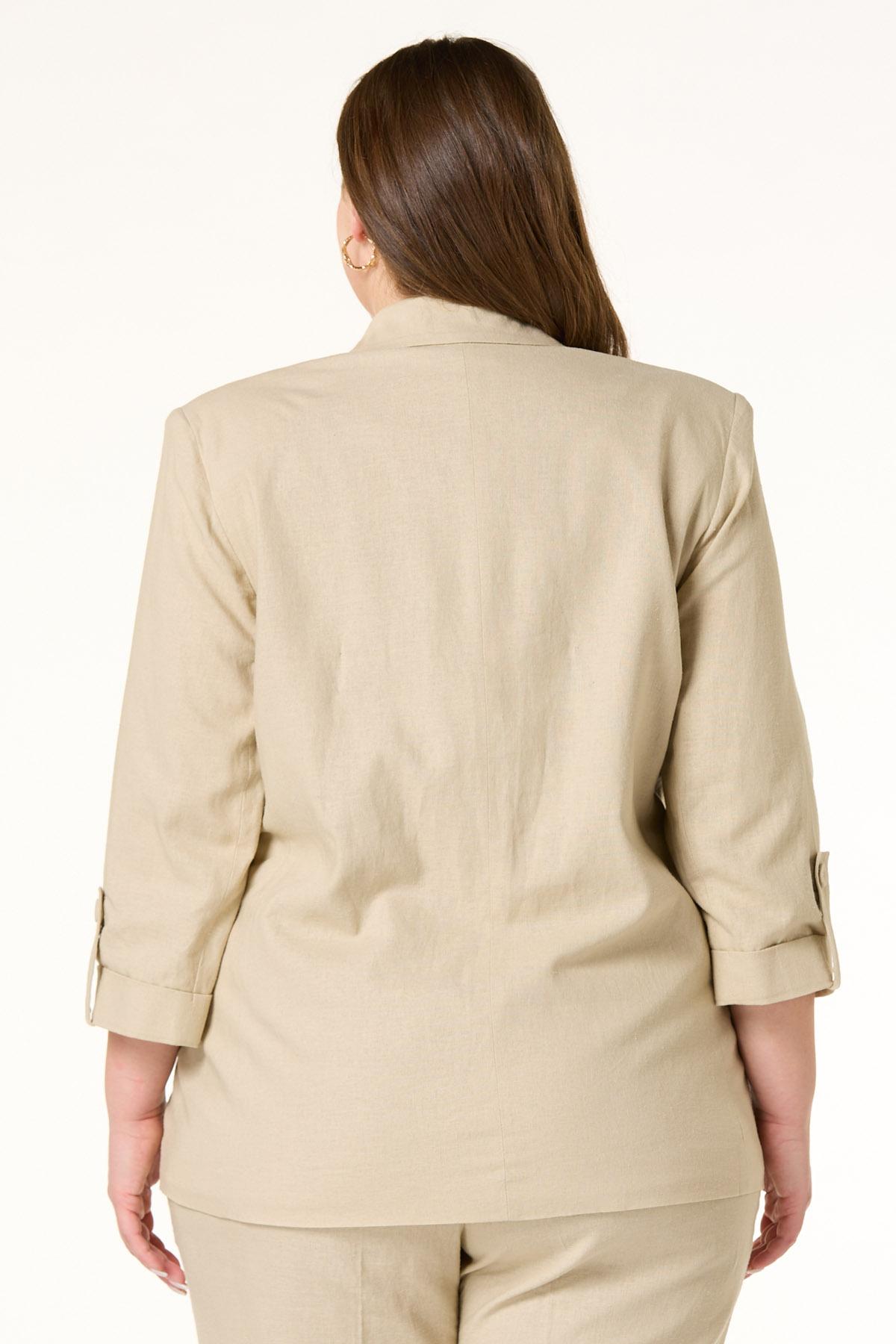 Cato Fashions | Cato Plus Size Solid Boyfriend Linen Blazer