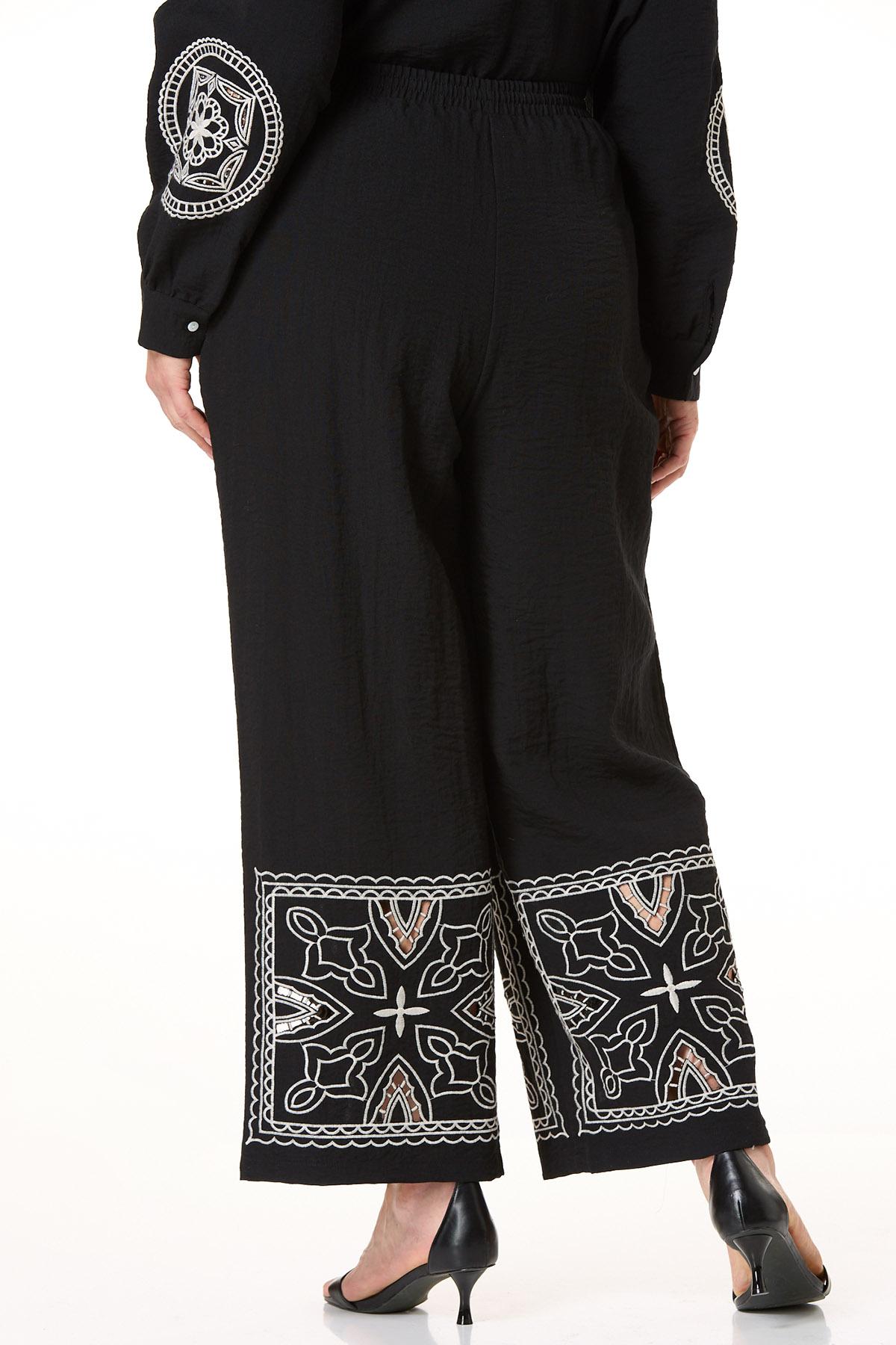 Cato Fashions | Cato Plus Size Black White Patchwork Embroidered Pants