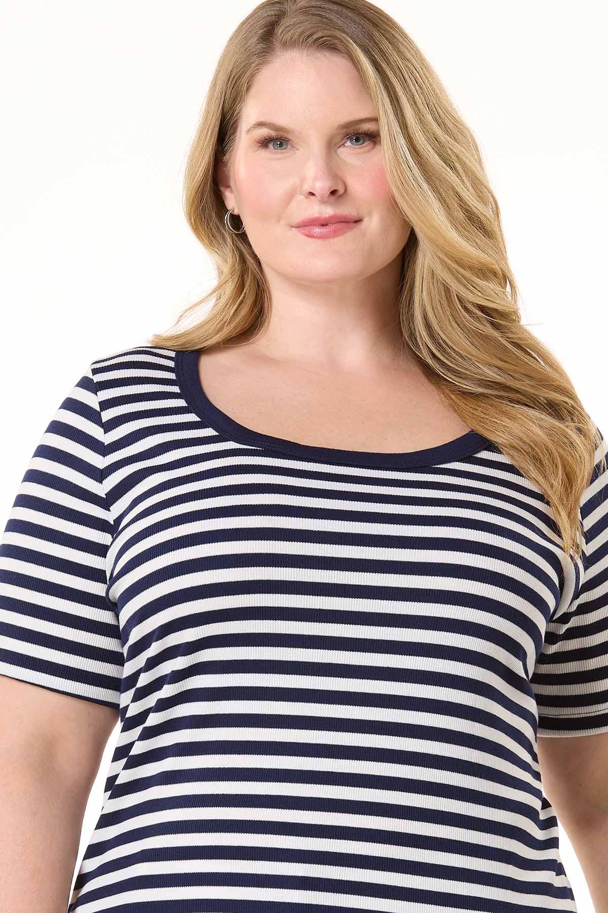 Cato Fashions | Cato Plus Size Classic Navy White Striped Top