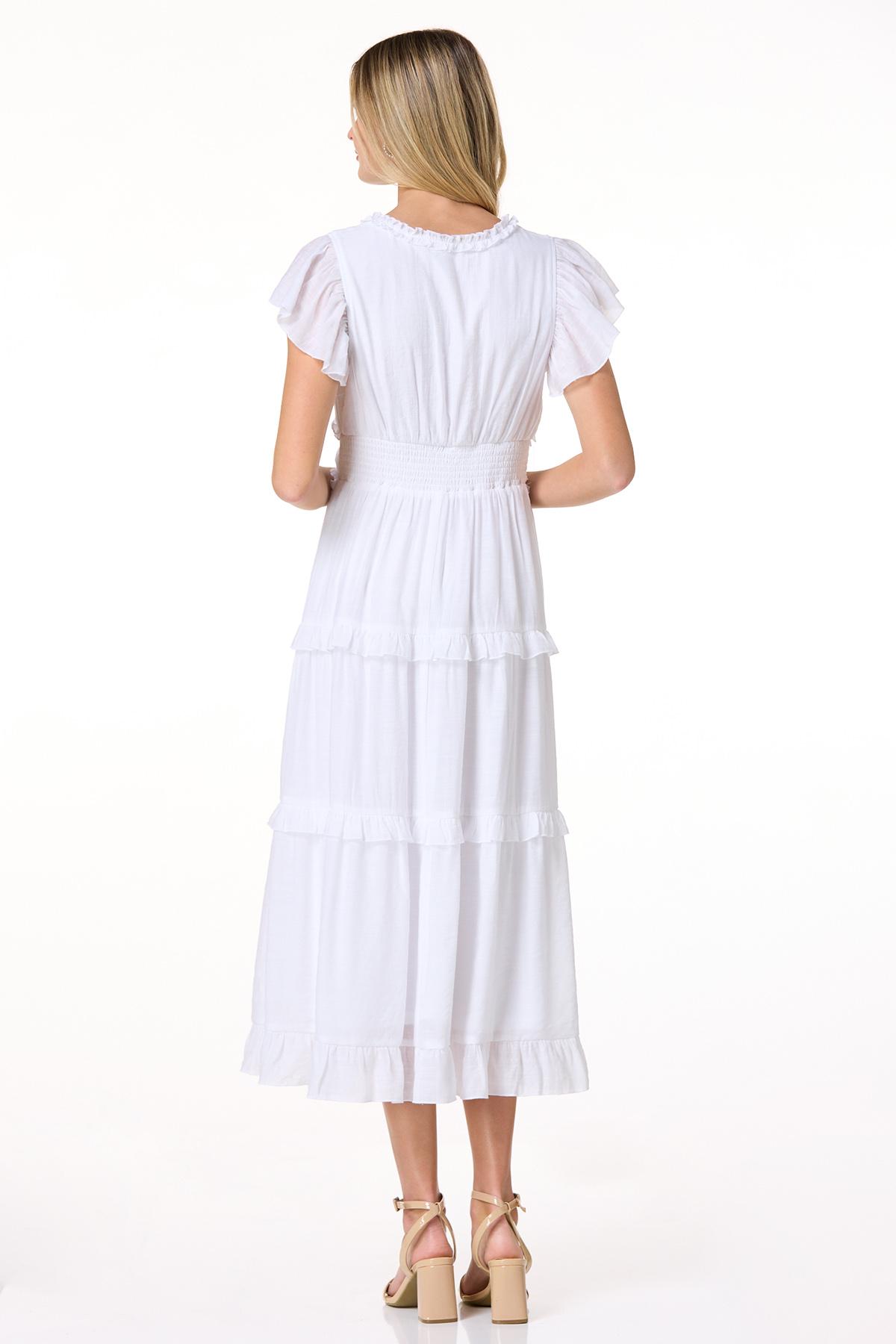 should i wear pantyhose with a formal dress White Ruffle Sleeve Mini Dress – Fidèle by K Hill main image 1