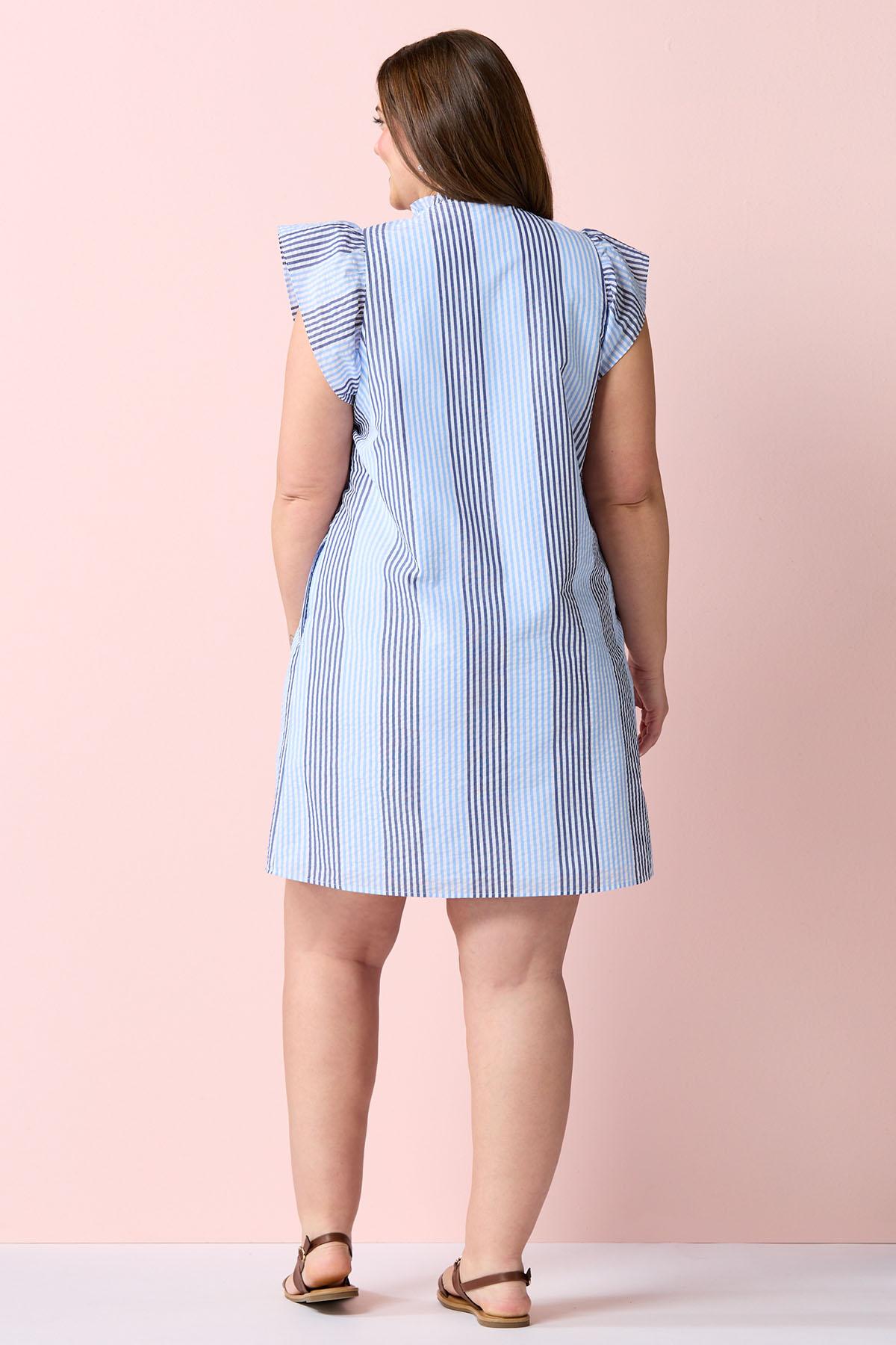 white christmas dresses Plus Size Flutter Sleeve A-Line Dress | SuperFit Hero | Plus Size Casual Dress with Pockets | Plus Size Summer Dress