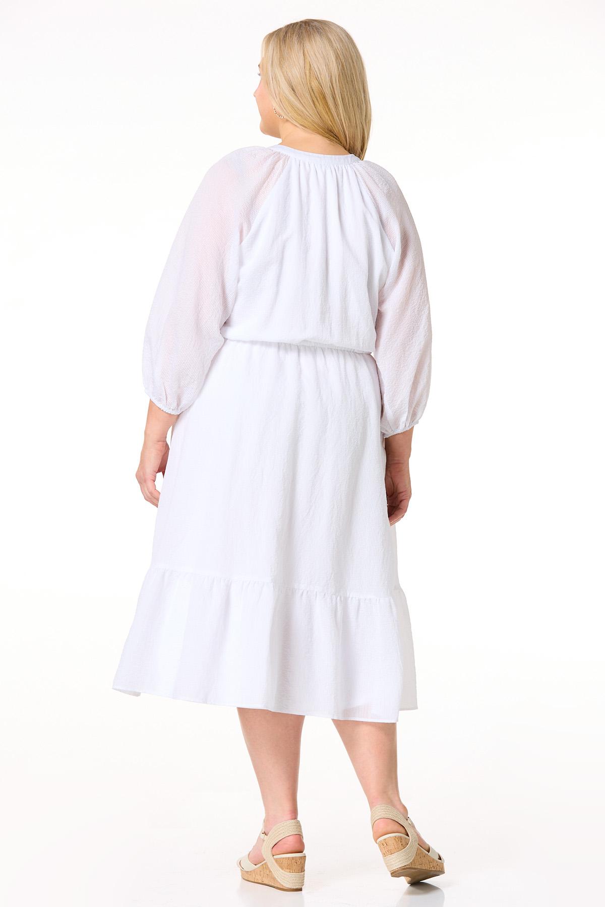 Cato Fashions | Cato Plus Size White Shadow Stripe Dress