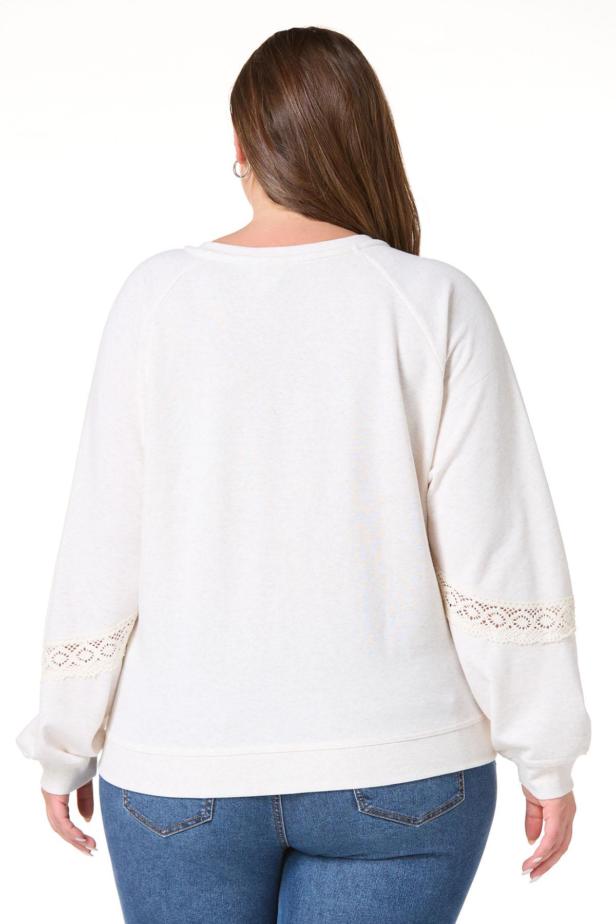 Cato Fashions | Cato Plus Size Lace Trim French Terry Top