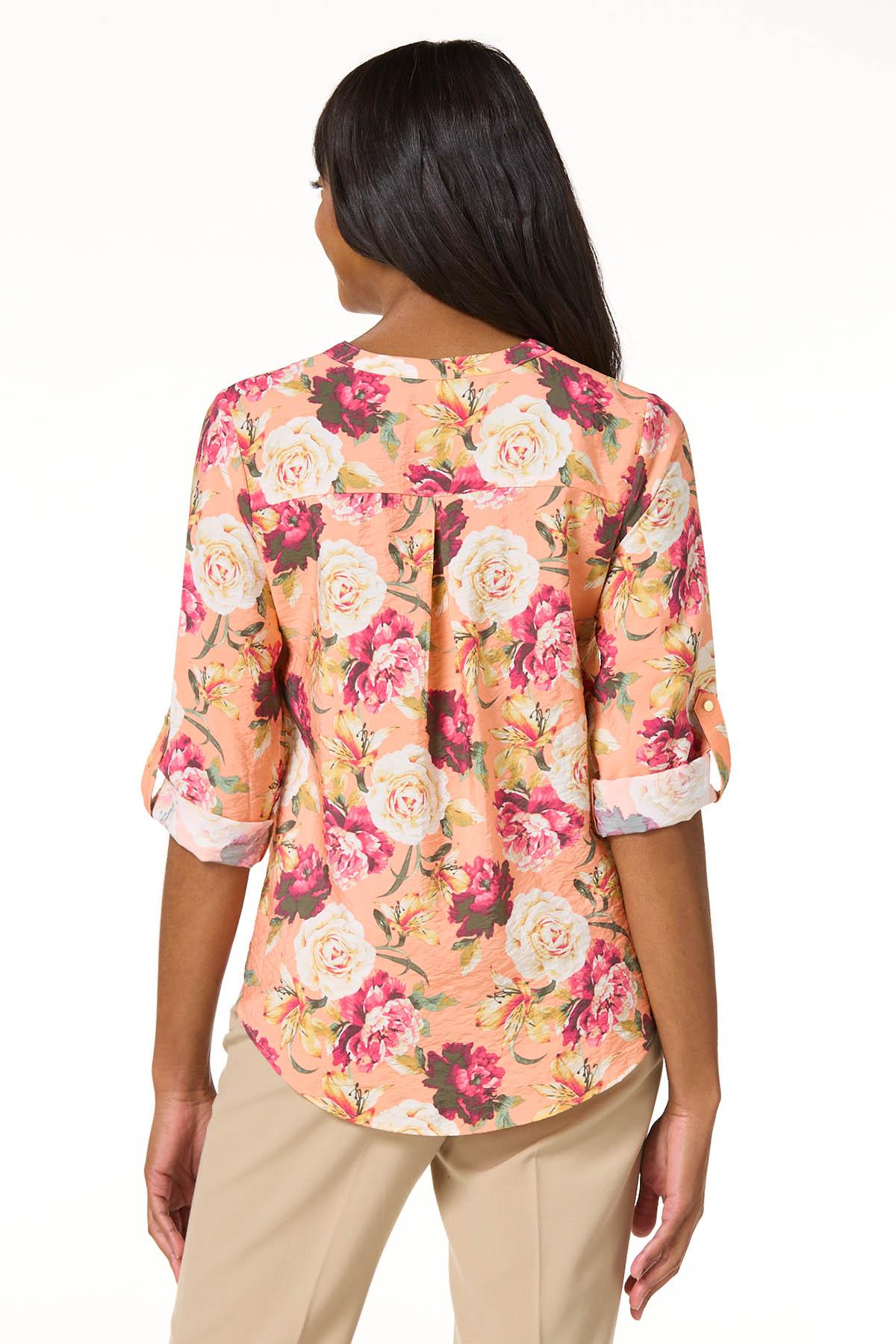 Cato Fashions | Cato Papaya Floral Zip Front Top