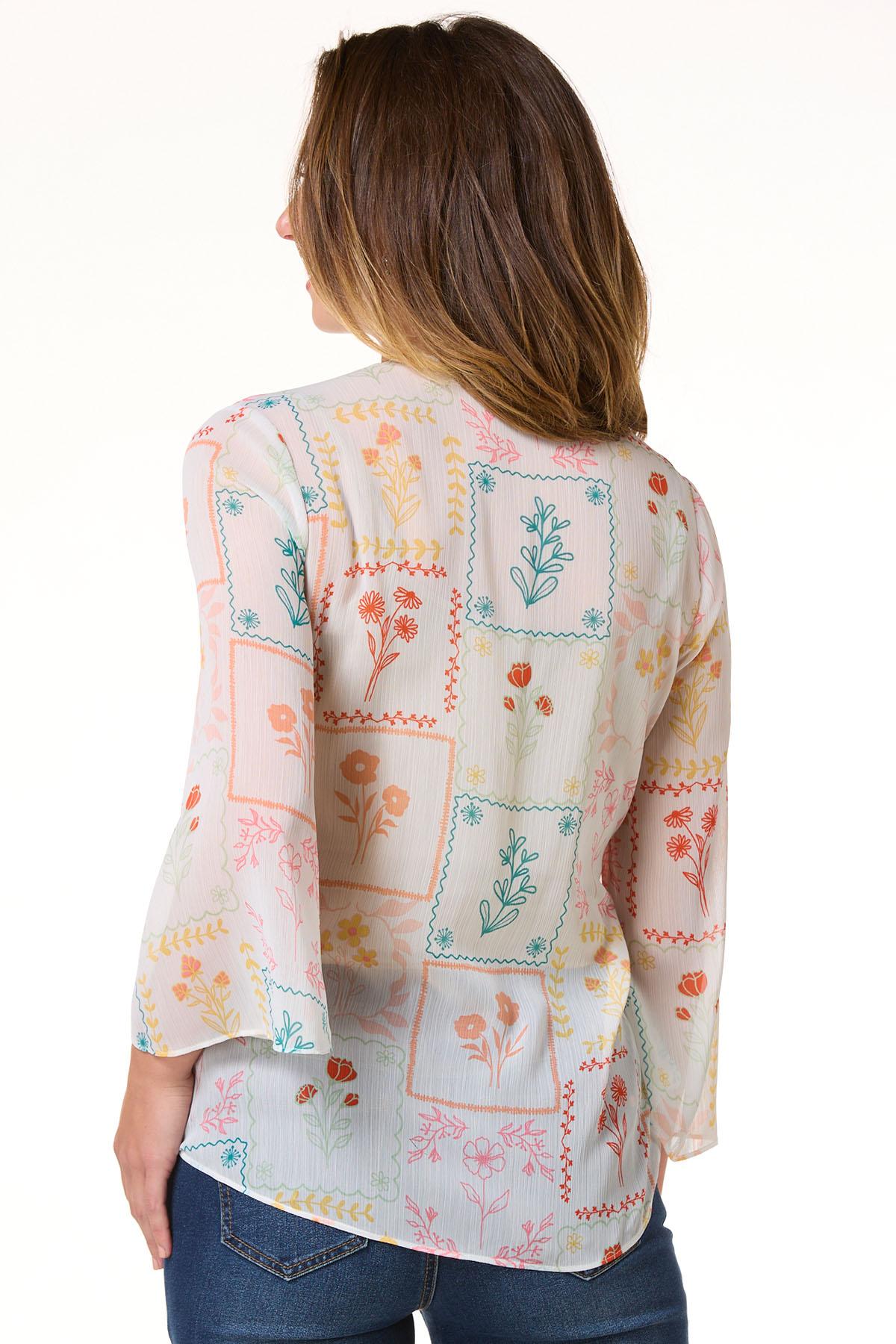 Cato Fashions | Cato Tile Print Tie Front Top