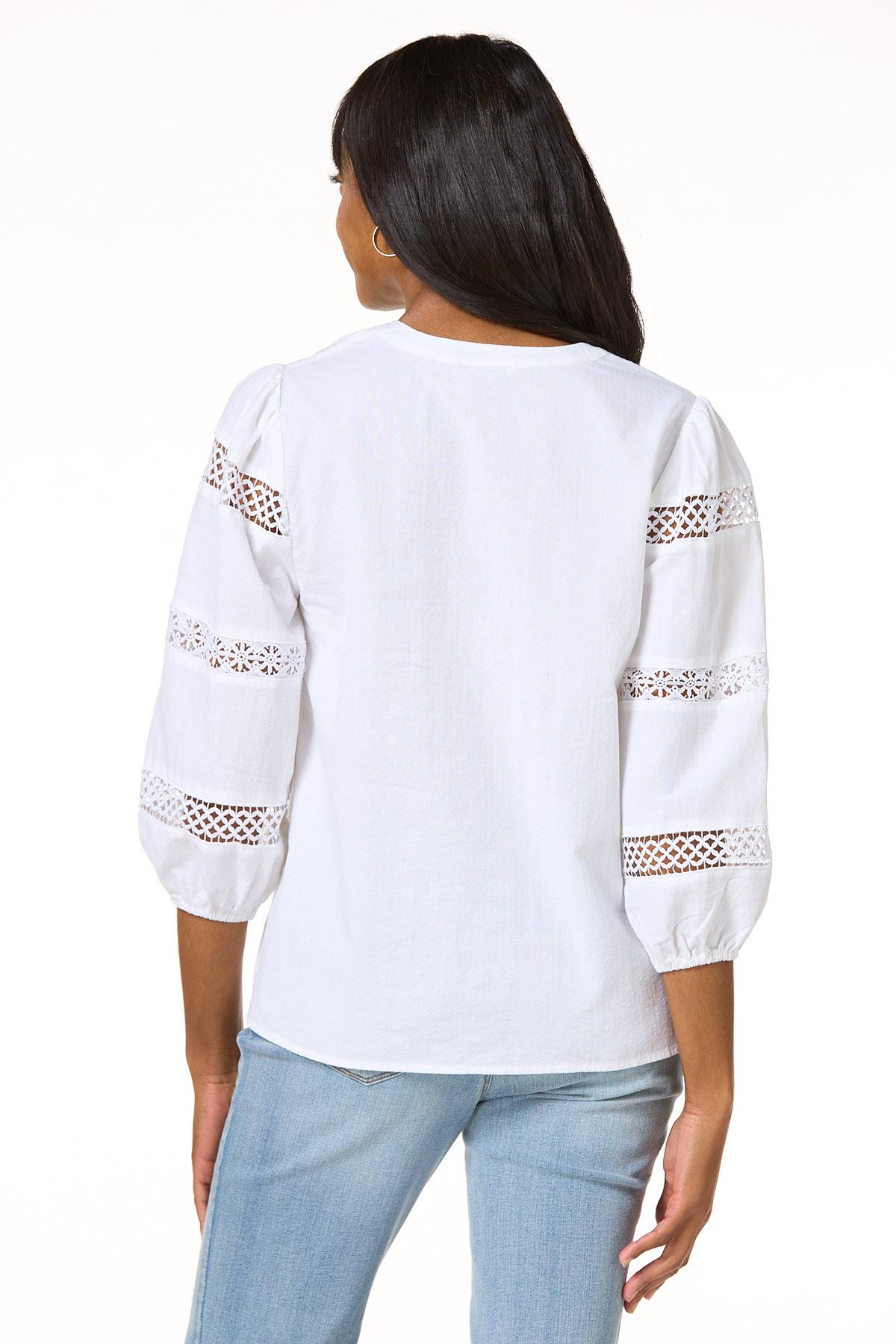 Cato Fashions | Cato Seersucker Lace Trim Top