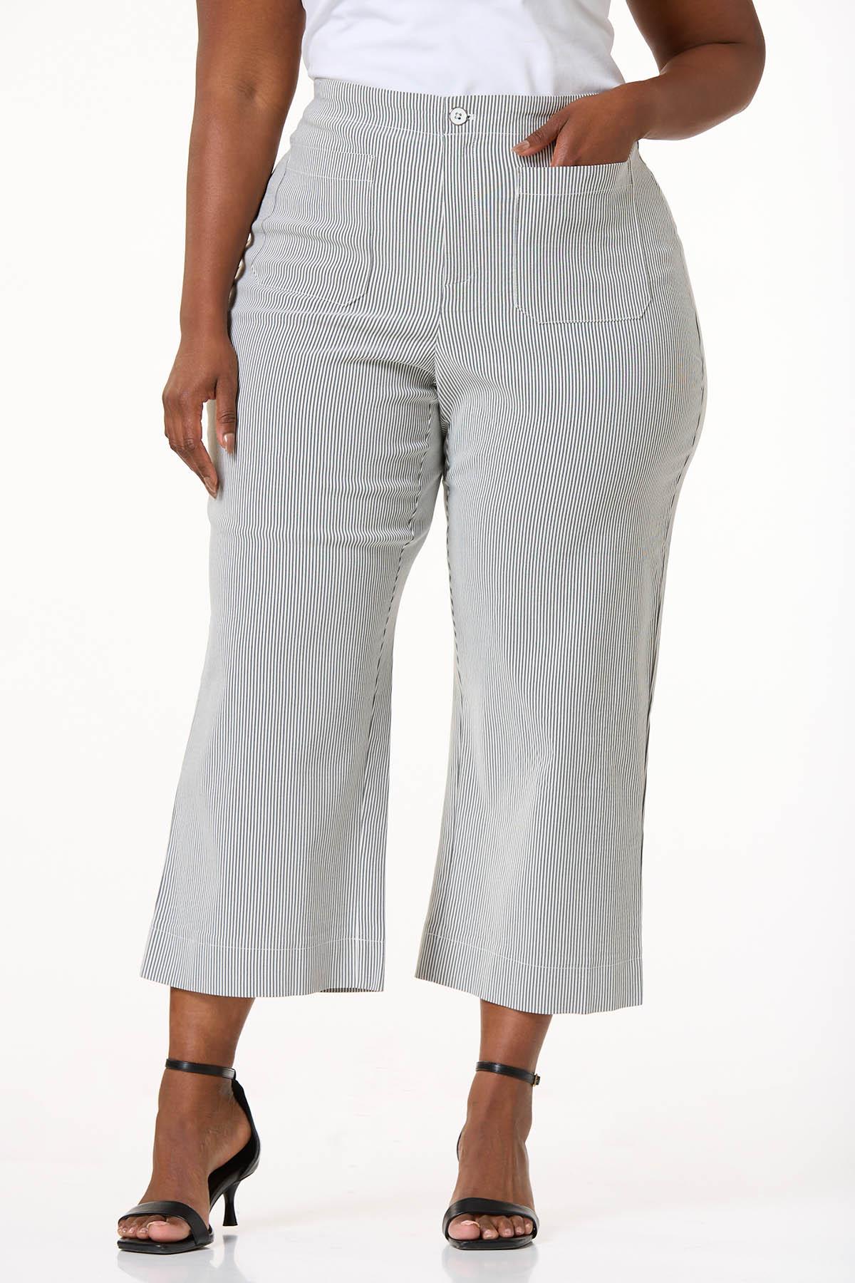 Cato Fashions | Cato Plus Size Cropped Seersucker Pants