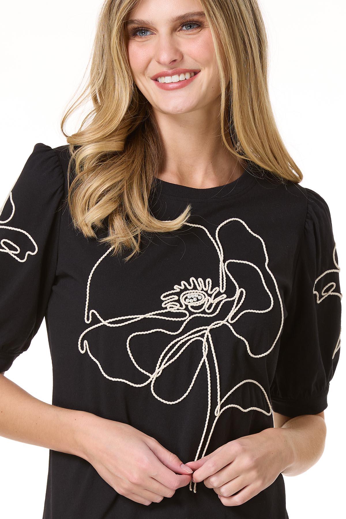 Cato Fashions | Cato Black White Floral Soutache Top