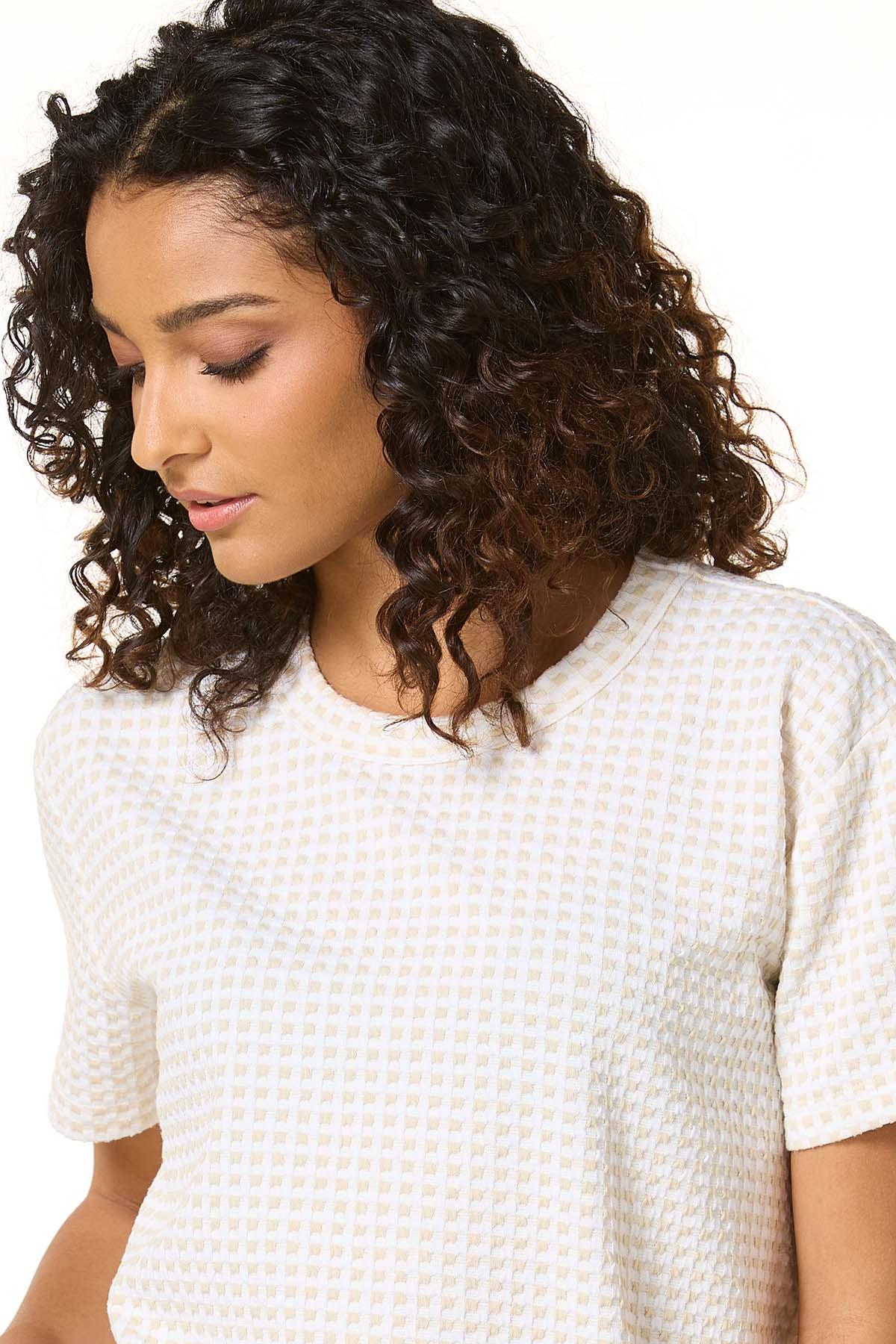 Cato Fashions | Cato Gingham Jacquard Top