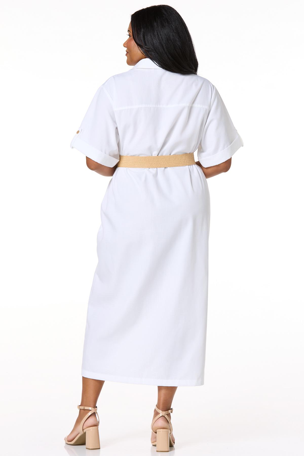plus white shirt dress Plus Size Women'* Long Sleeve Shirt Dress
