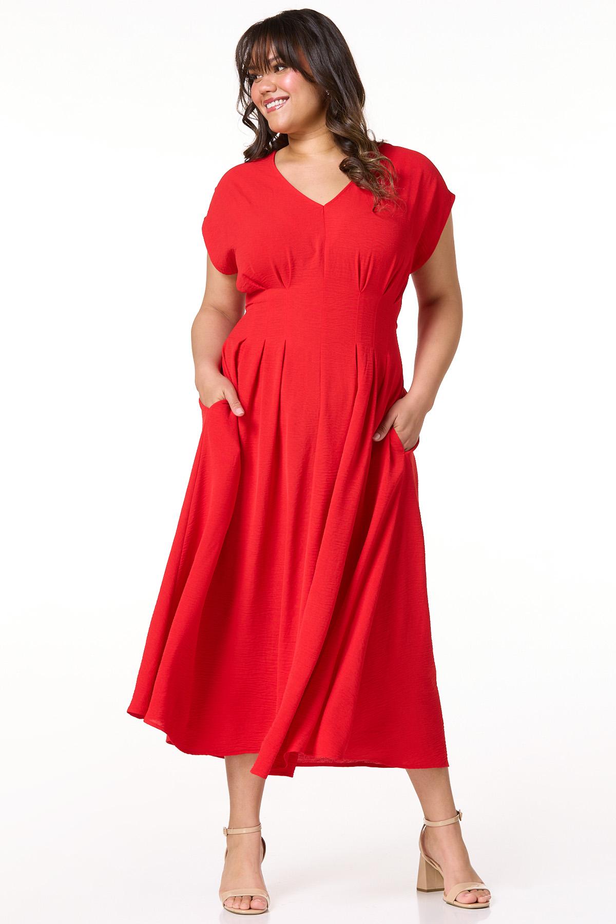 red flowy dress plus size Red Beaded Corset A-Line Off-the-Shoulder Prom Gown – FancyVestido main image 0