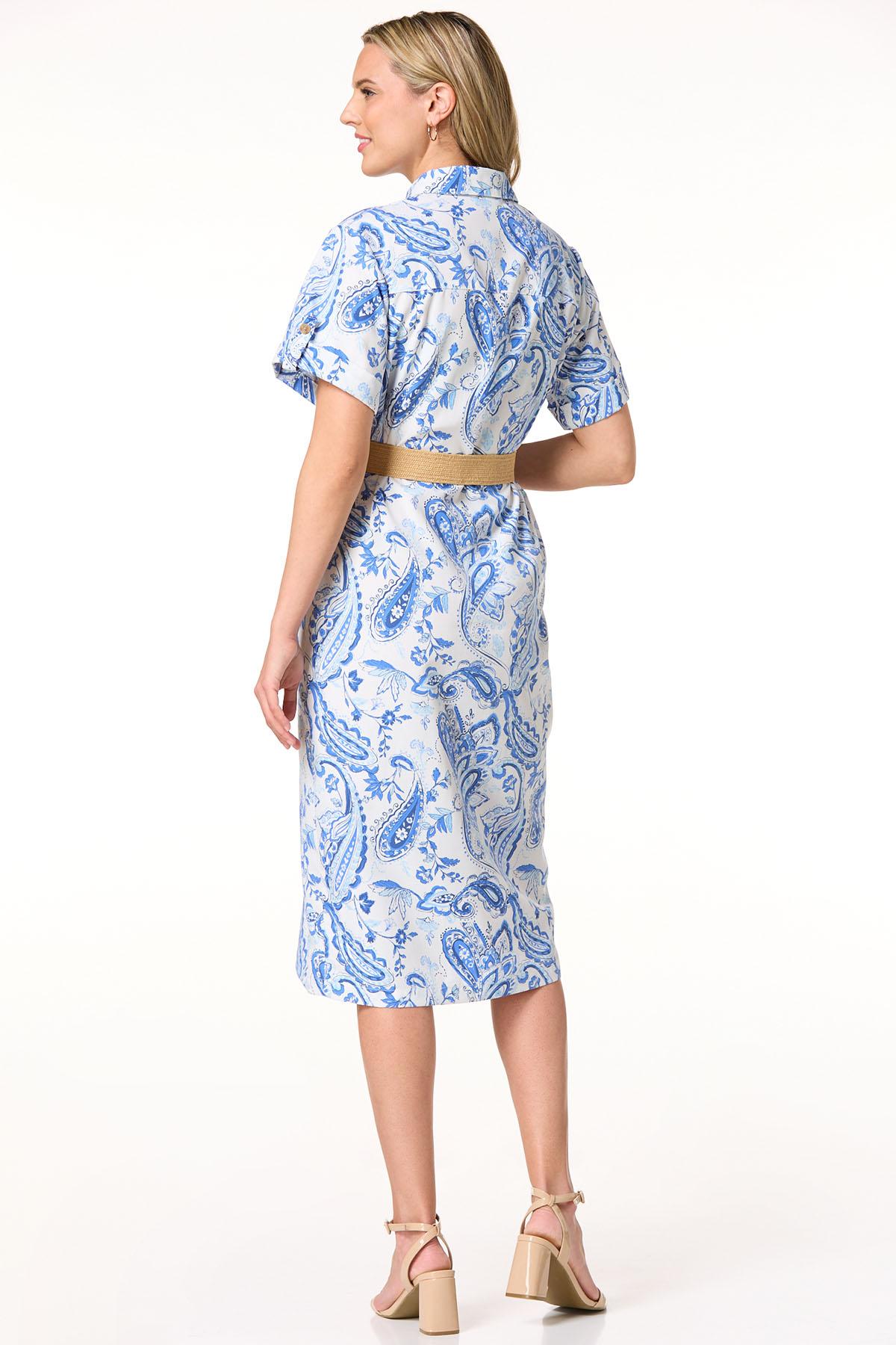 blue paisley shirt dress Cato Fashions