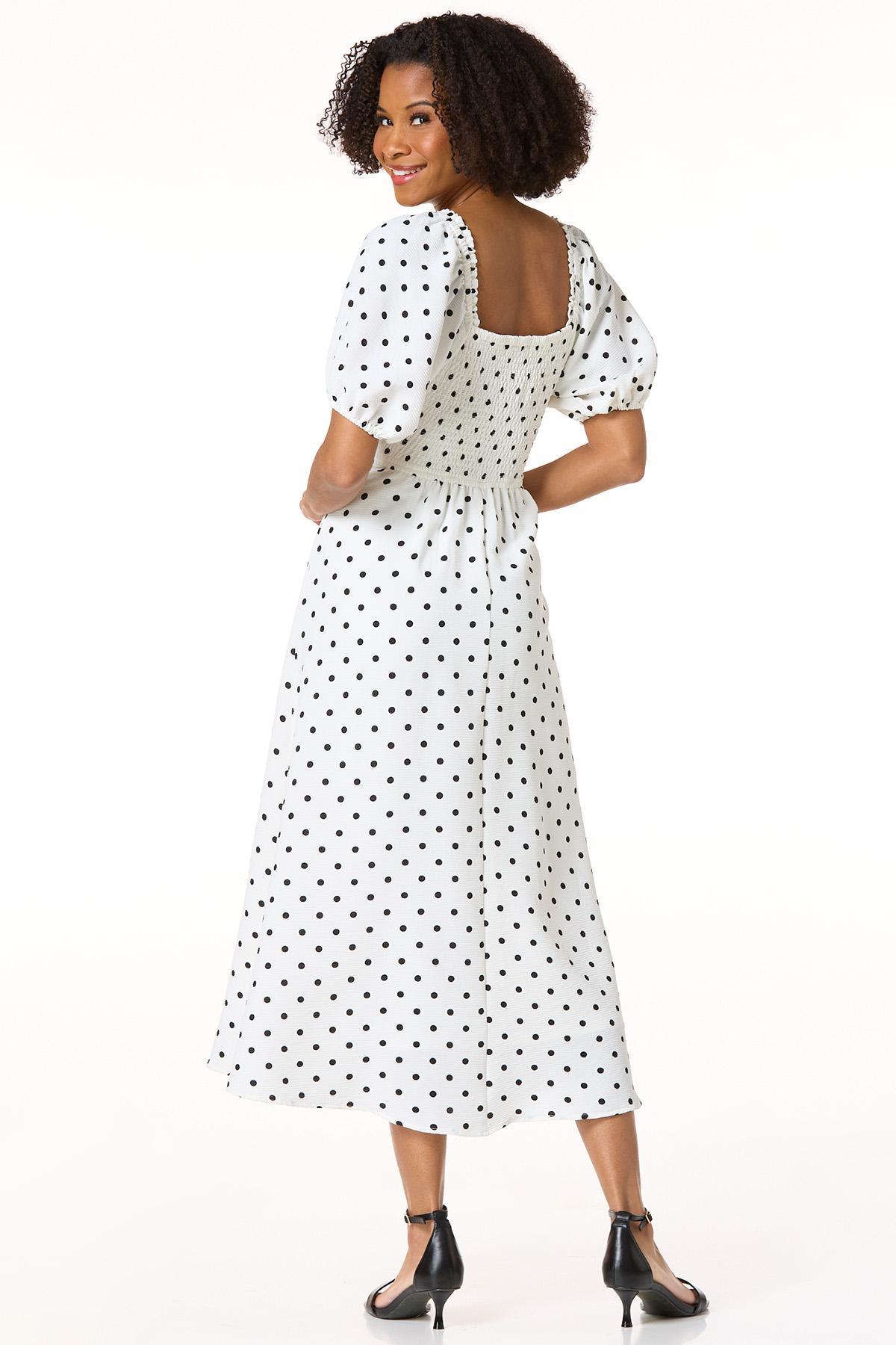 princess polly baby blue dress Winston Black Polka Dot Long Sleeve Mini Dress main image 0