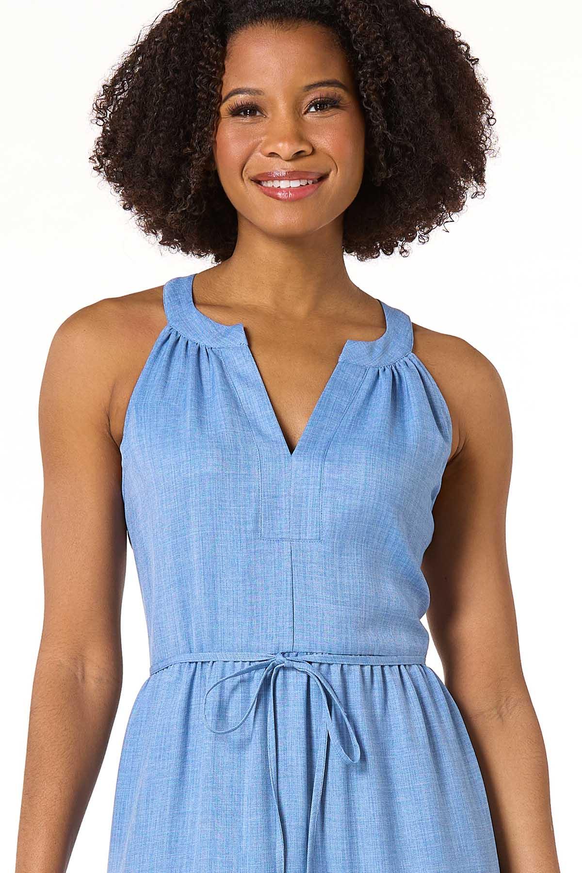 Cato Fashions | Cato Tiered Chambray Tie Back Dress