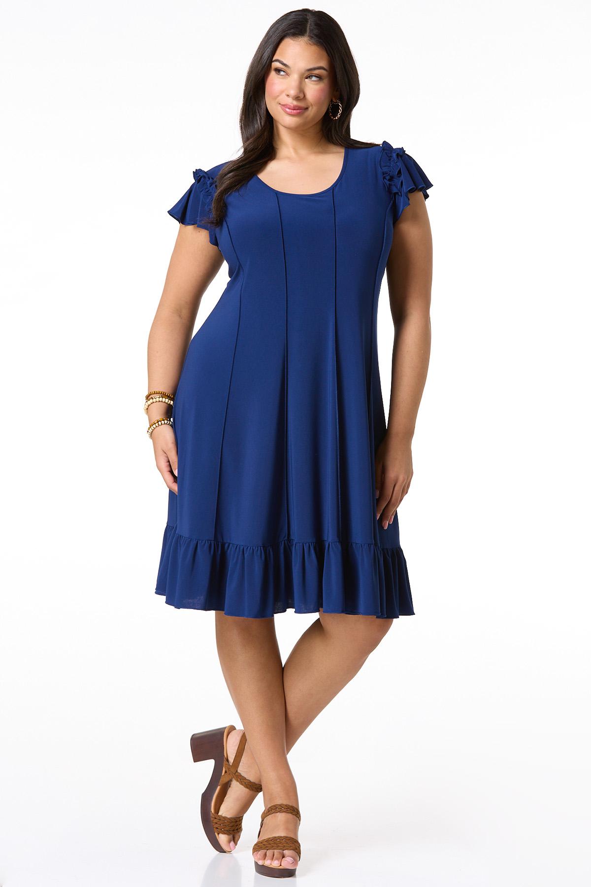 Plus Seamed BLUE Dress - BLUE