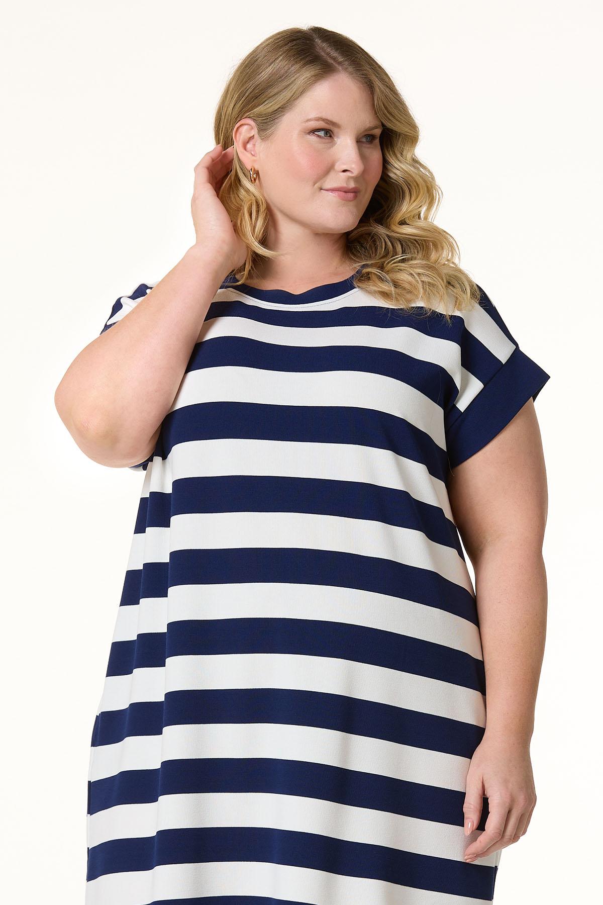 blue and white striped dress plus size Women's Make My Night Dress, Blue