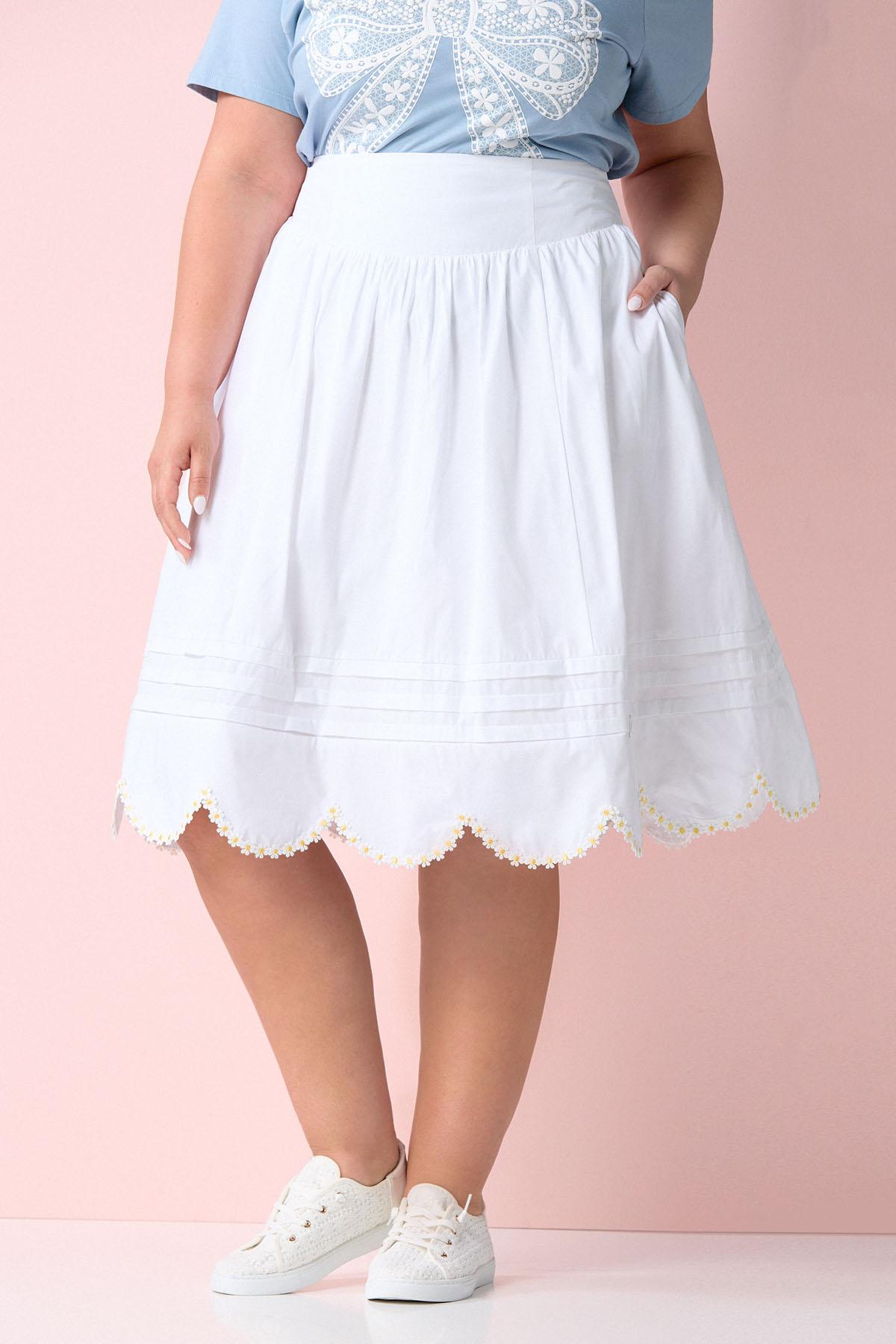 Cato Fashions | Cato Plus Size Scalloped Daisy Trim Skirt