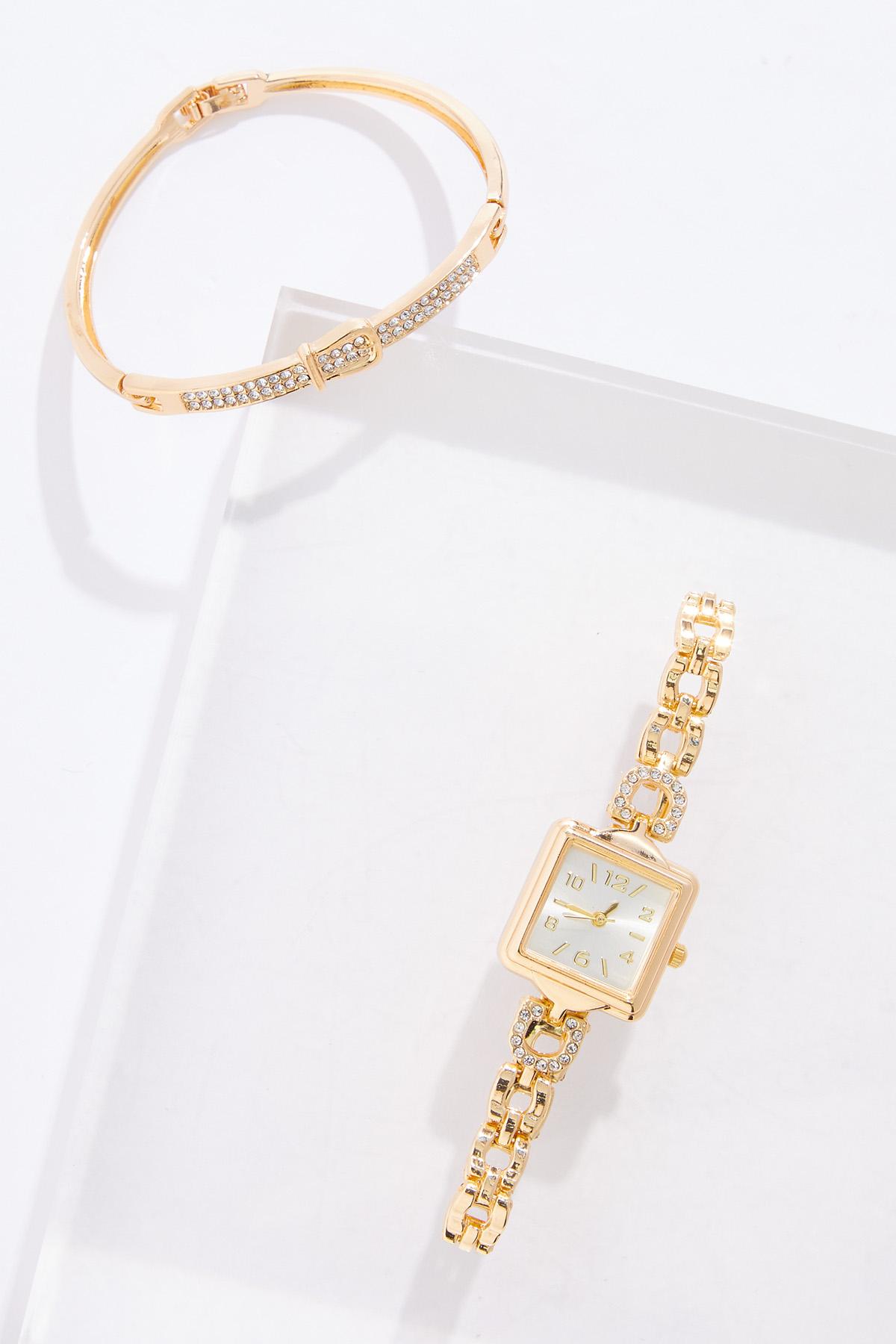 Cato Fashions | Cato Gold Rhinestone Square Watch And  display picture 2