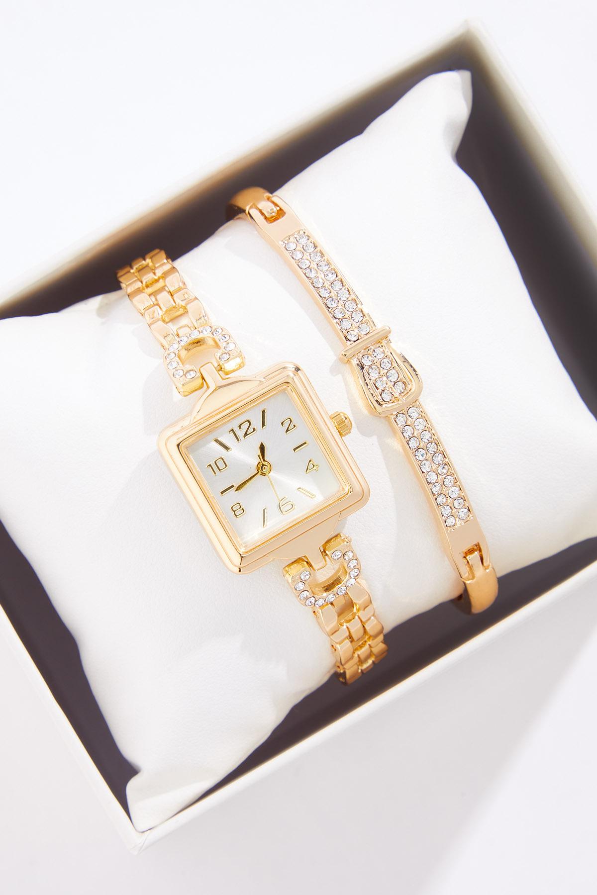 Cato Fashions | Cato Gold Rhinestone Square Watch And 