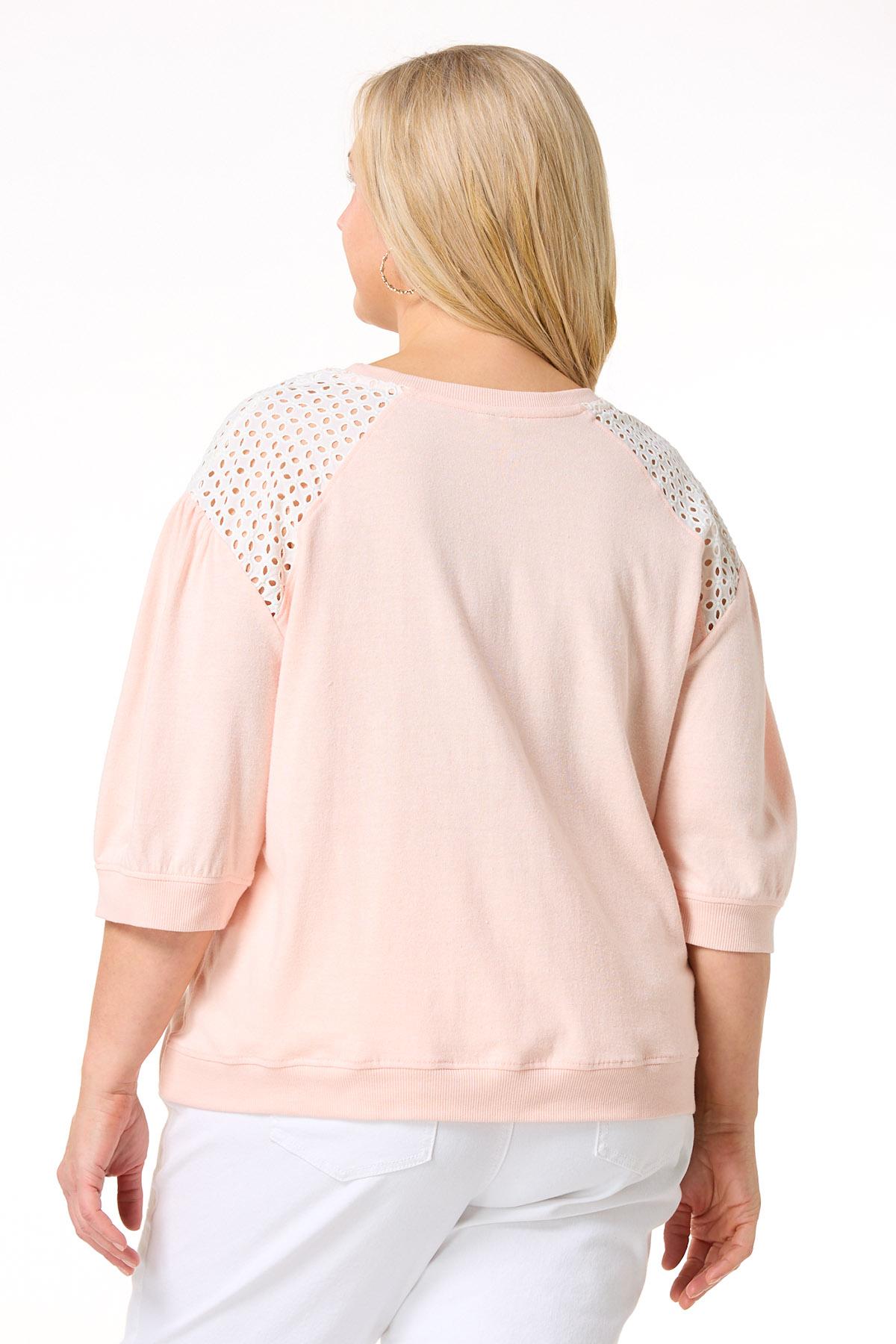 Cato Fashions | Cato Plus Size Eyelet Shoulder French Terry Top