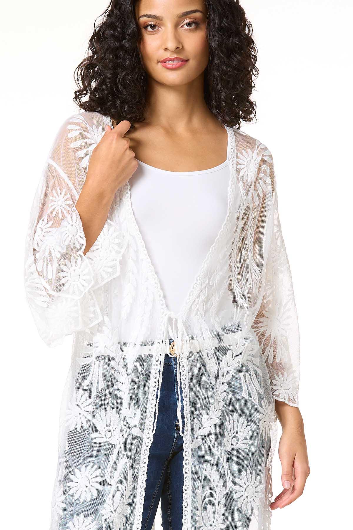 Cato Fashions | Cato White Lace Kimono