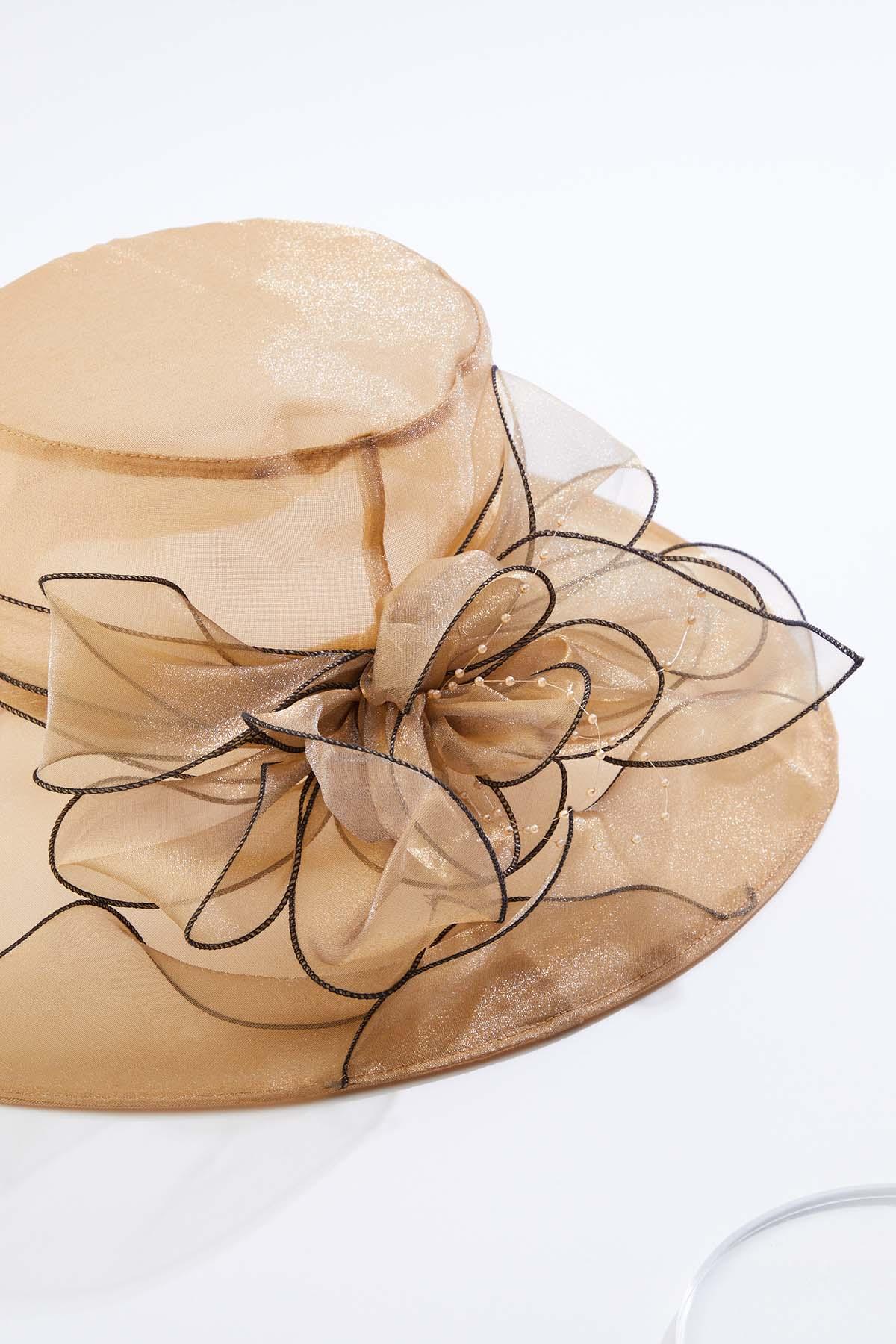 Dressy Contrast Flower Derby Hat - BROWN Dressy Contrast Flower Derby Hat - BROWN