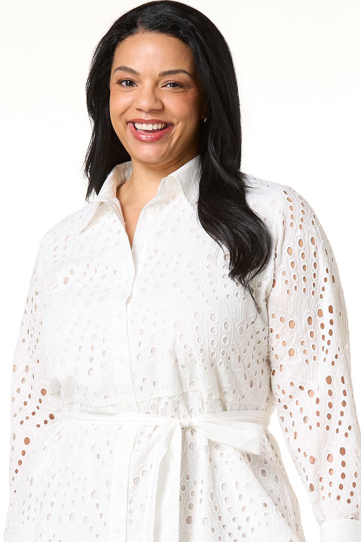 Cato Fashions | Cato Plus Size Solid Eyelet Shirt Dress