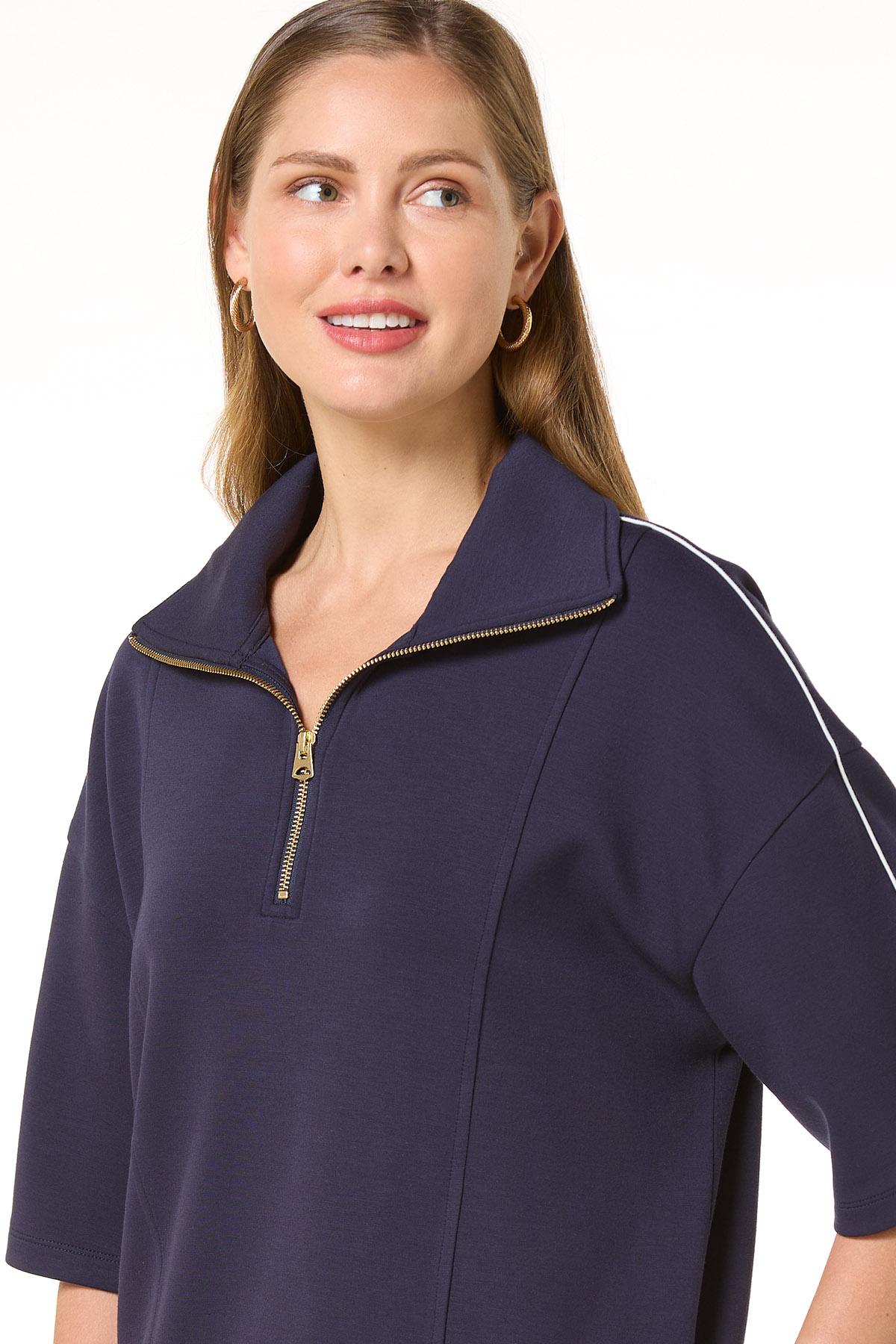 Cato Fashions | Cato Solid Scuba Zip Front Top