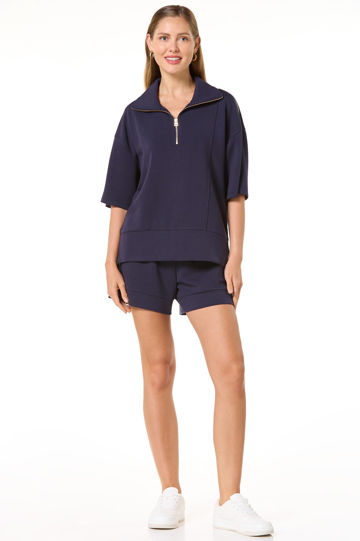 Cato Fashions | Cato Solid Scuba Zip Front Top
