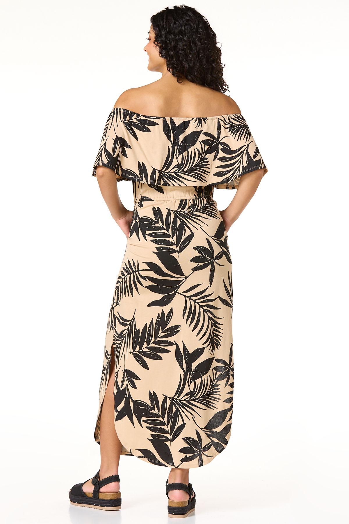 tropical print off the shoulder dress Petal and Pup Women's Harriet Off Shoulder Maxi Dress